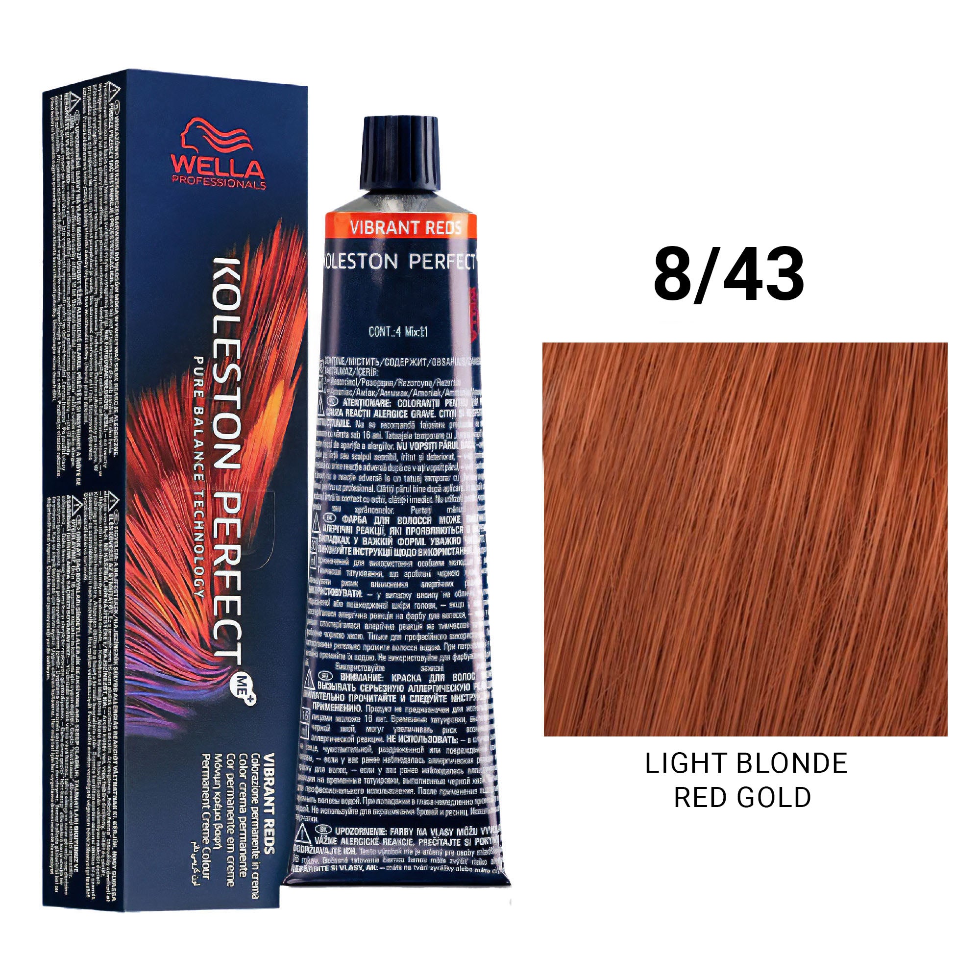 Wella Professionals - Koleston Perfect Me+ 8/43 Light Blonde Red Gold 60ml