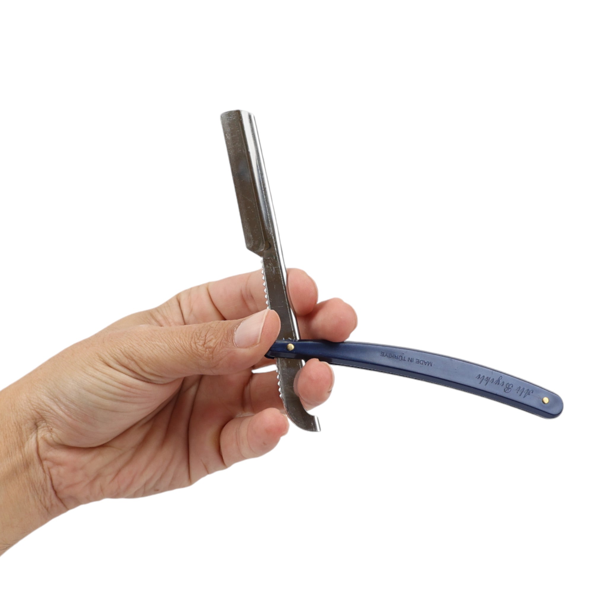 Ali Biyikli - Cut Throat Straight Razor Barber Style Dark Blue 22cm