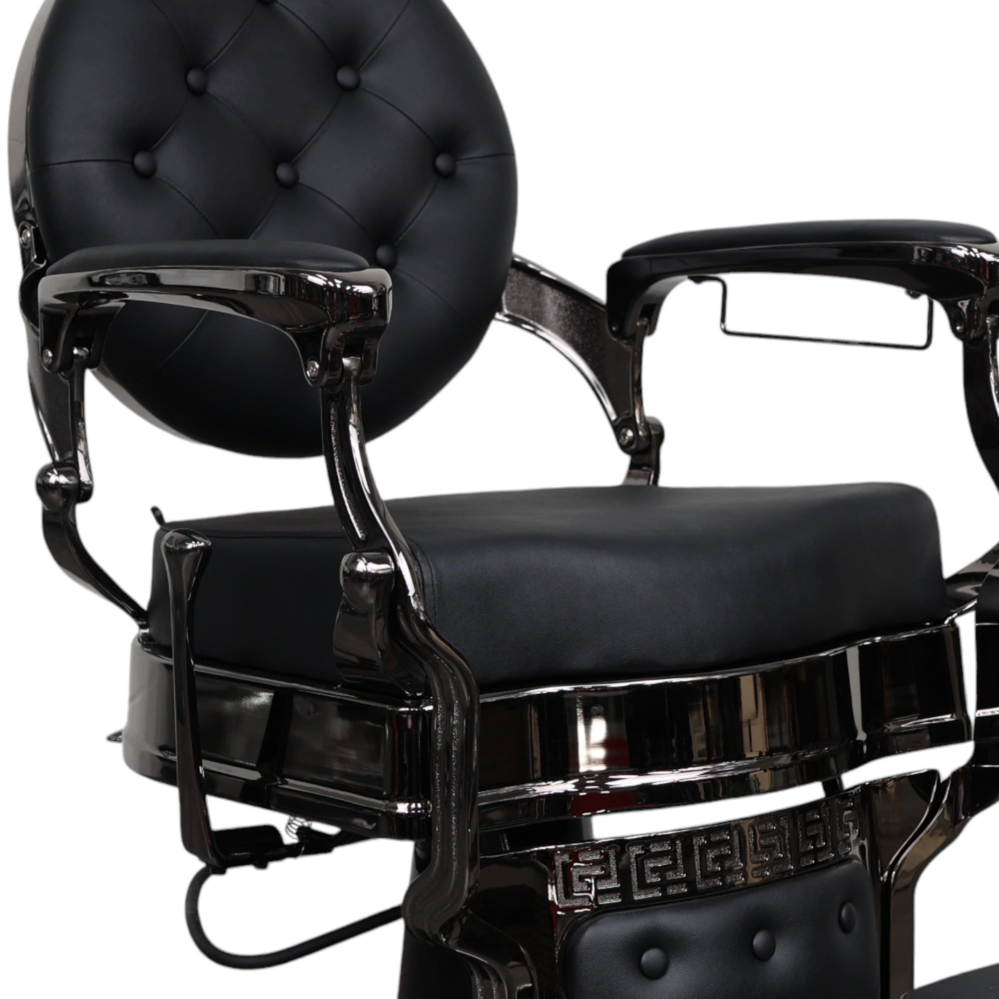 Barber Chair - Vintage Style Black & Shinny Black Accents