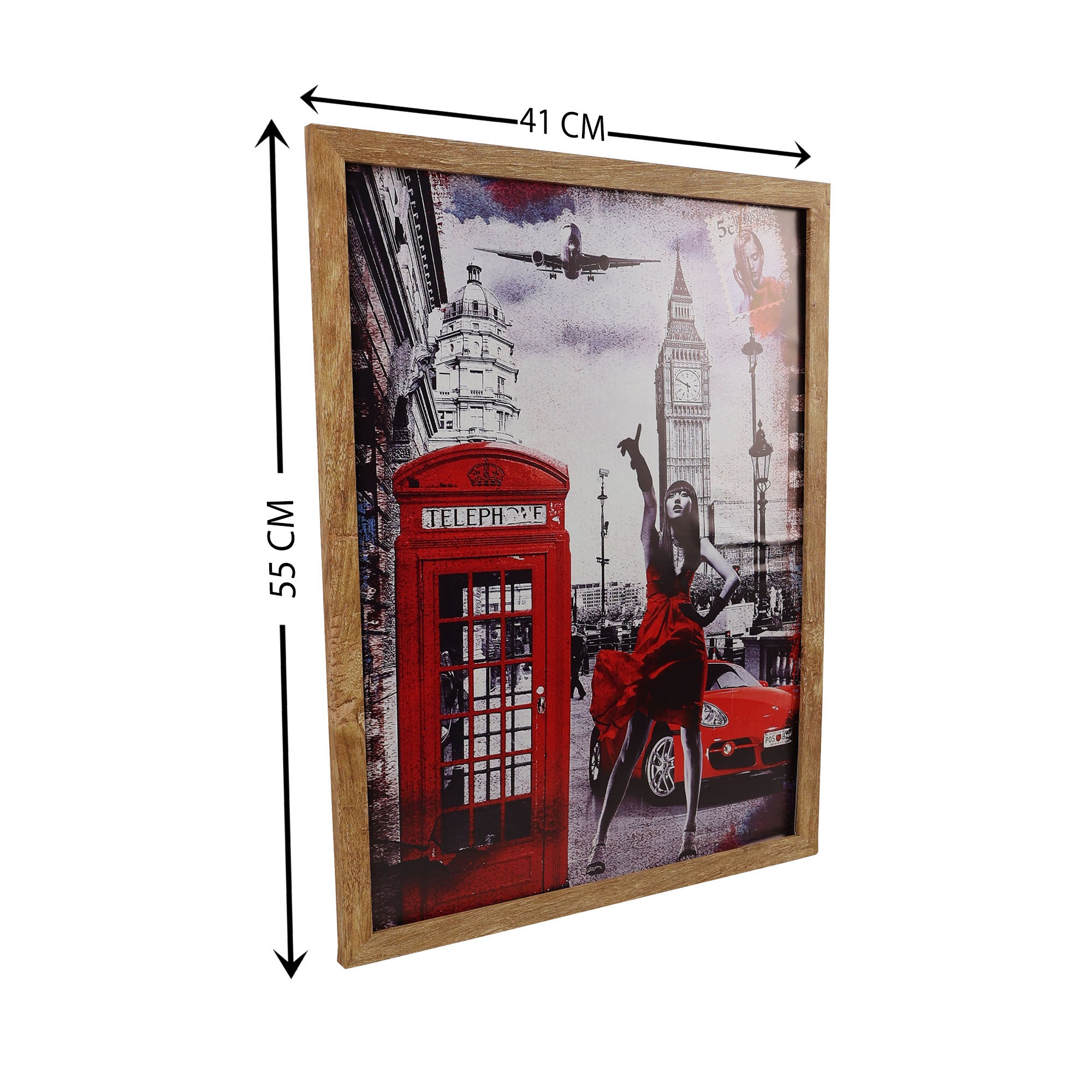 Eson - Barbershop Wall Art Iconic Red Telephone Booth & Big Ben London Cityscape Framed Poster