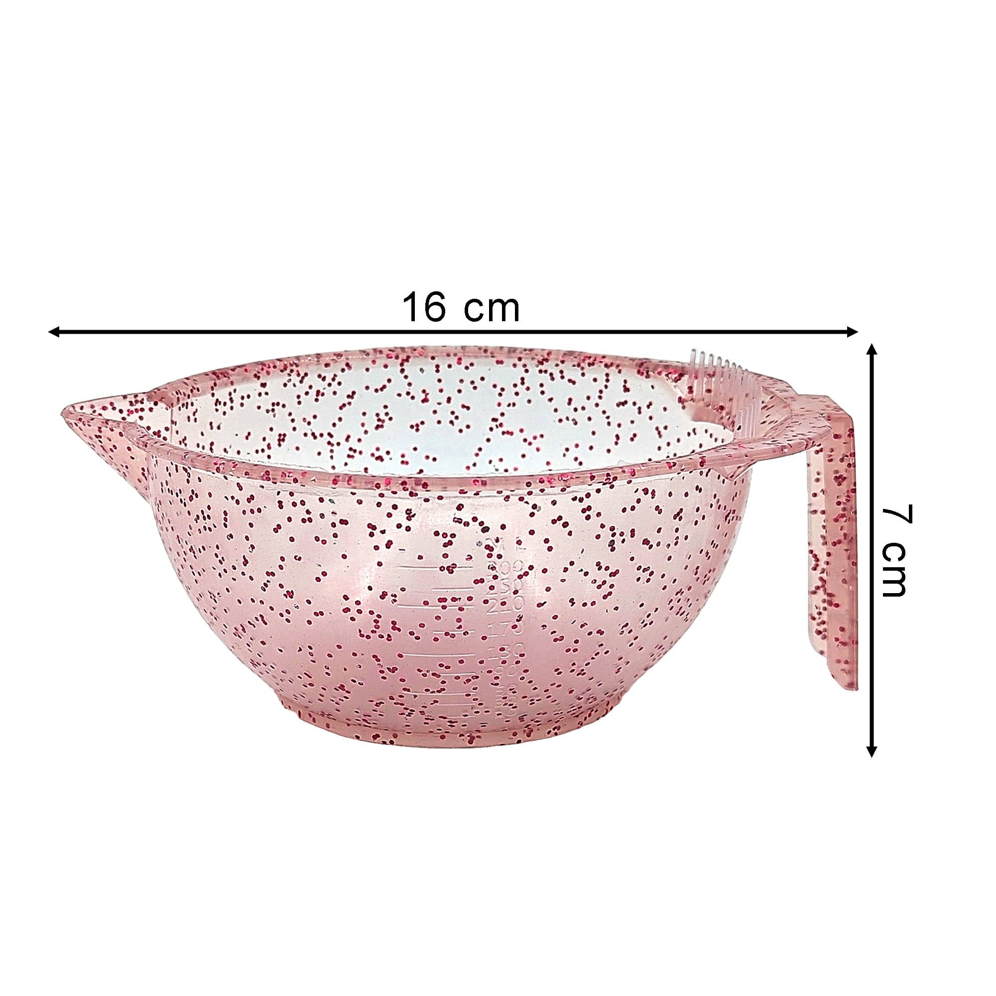 Eson - Hair Colour Mixing Bowl Pour-Spout Handle With Measurements (Pink Glitter) - Eson Direct