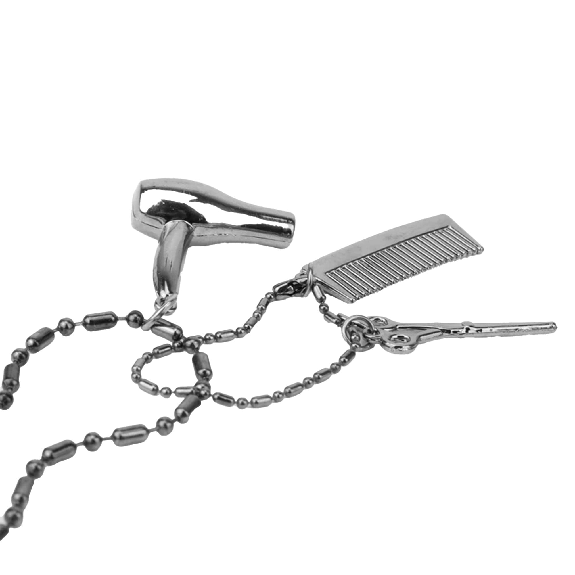 Eson - Hair Dryer Scissor Comb Charm Pendant Necklace (Silver Colour)