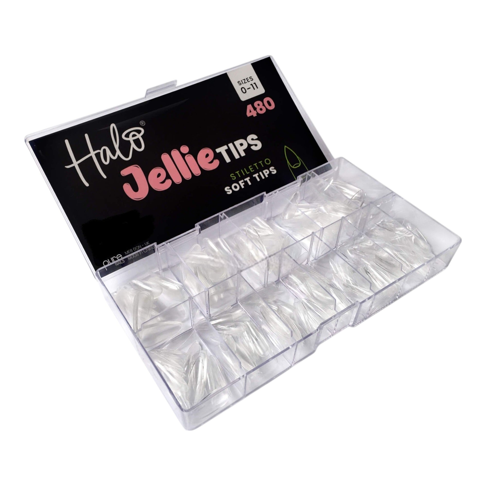 Halo - Jellie Nail Tips Stiletto 0-11 Sizes