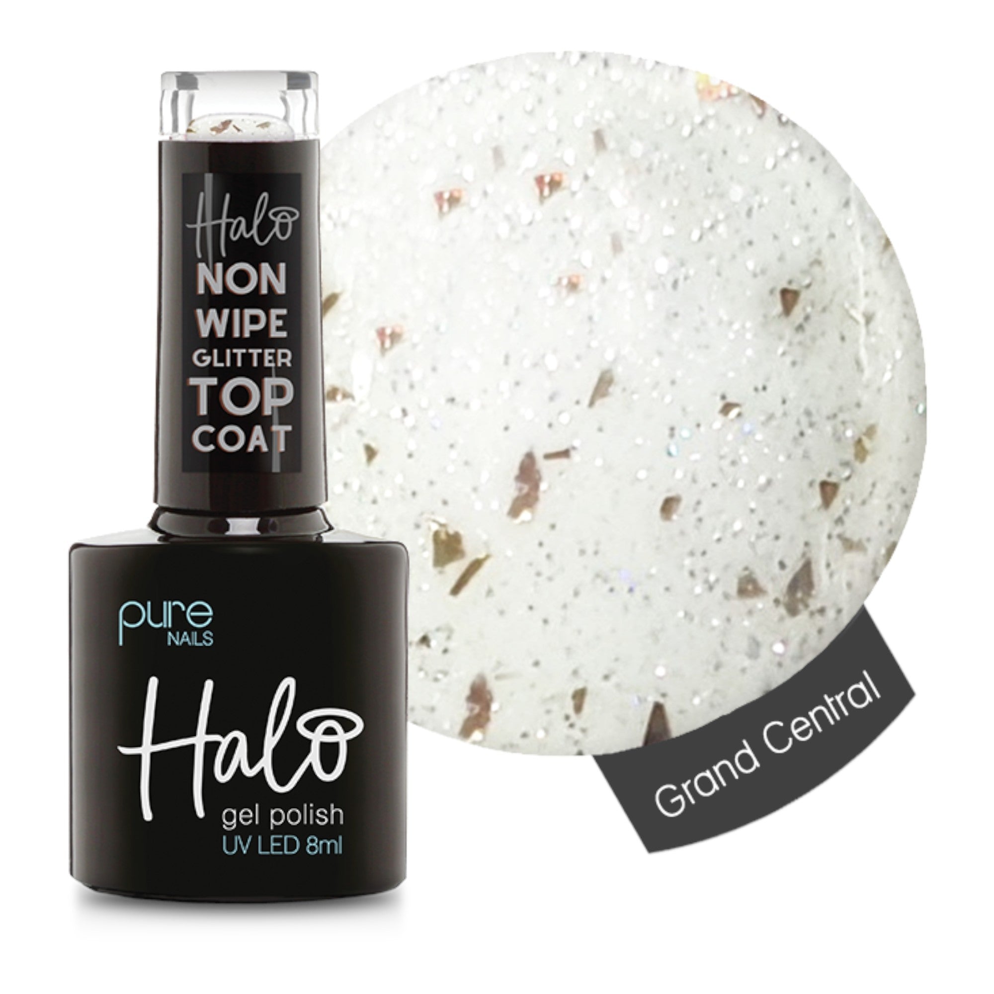 Halo - Gel Polish Glitter Top Coat (Non Wipe) 8ml