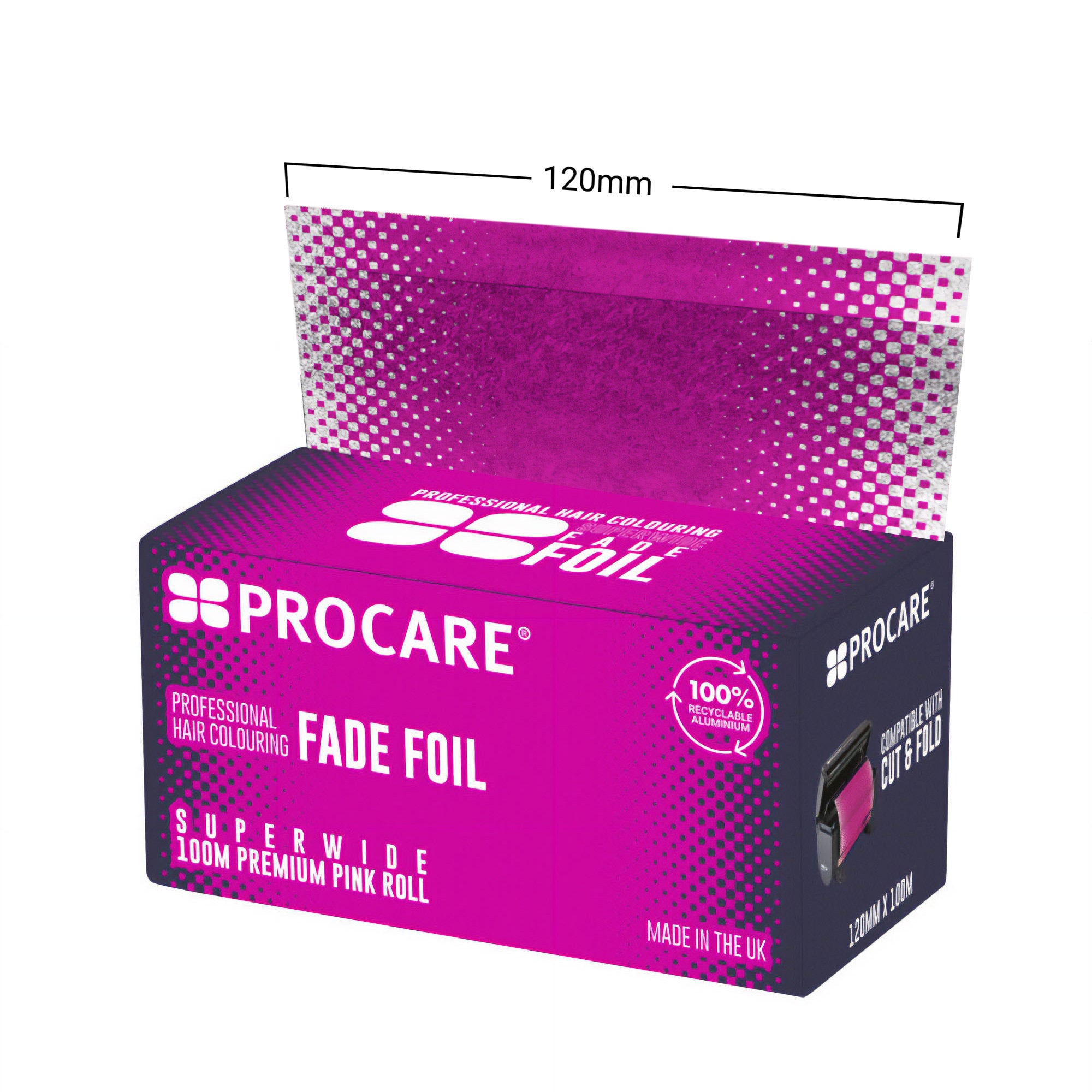 Procare - Premium Superwide Pink Fade Hair Foil Roll 120mm x 100m