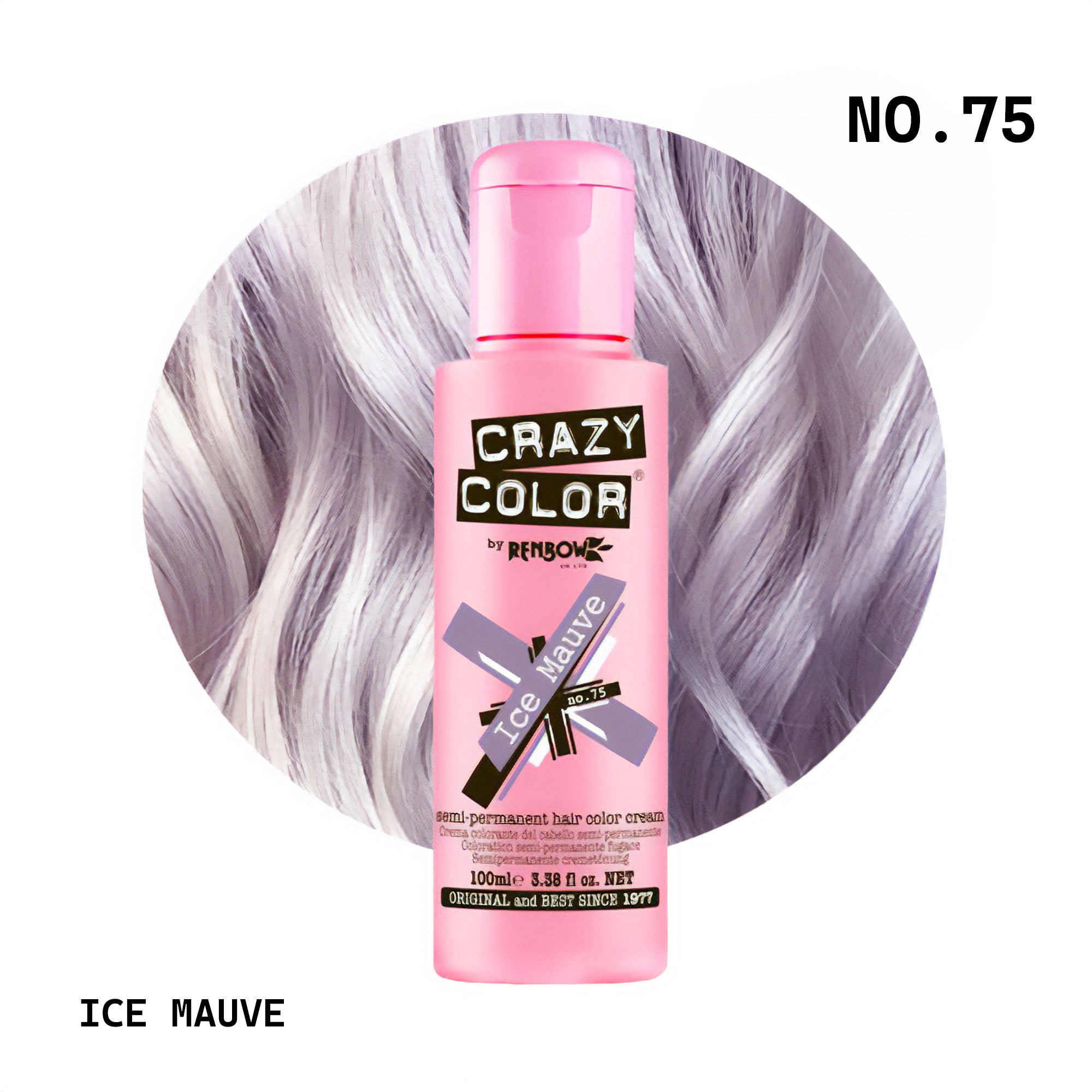 Crazy Color - Semi Permanent Hair Colour Cream Ice Mauve No.75 100ml