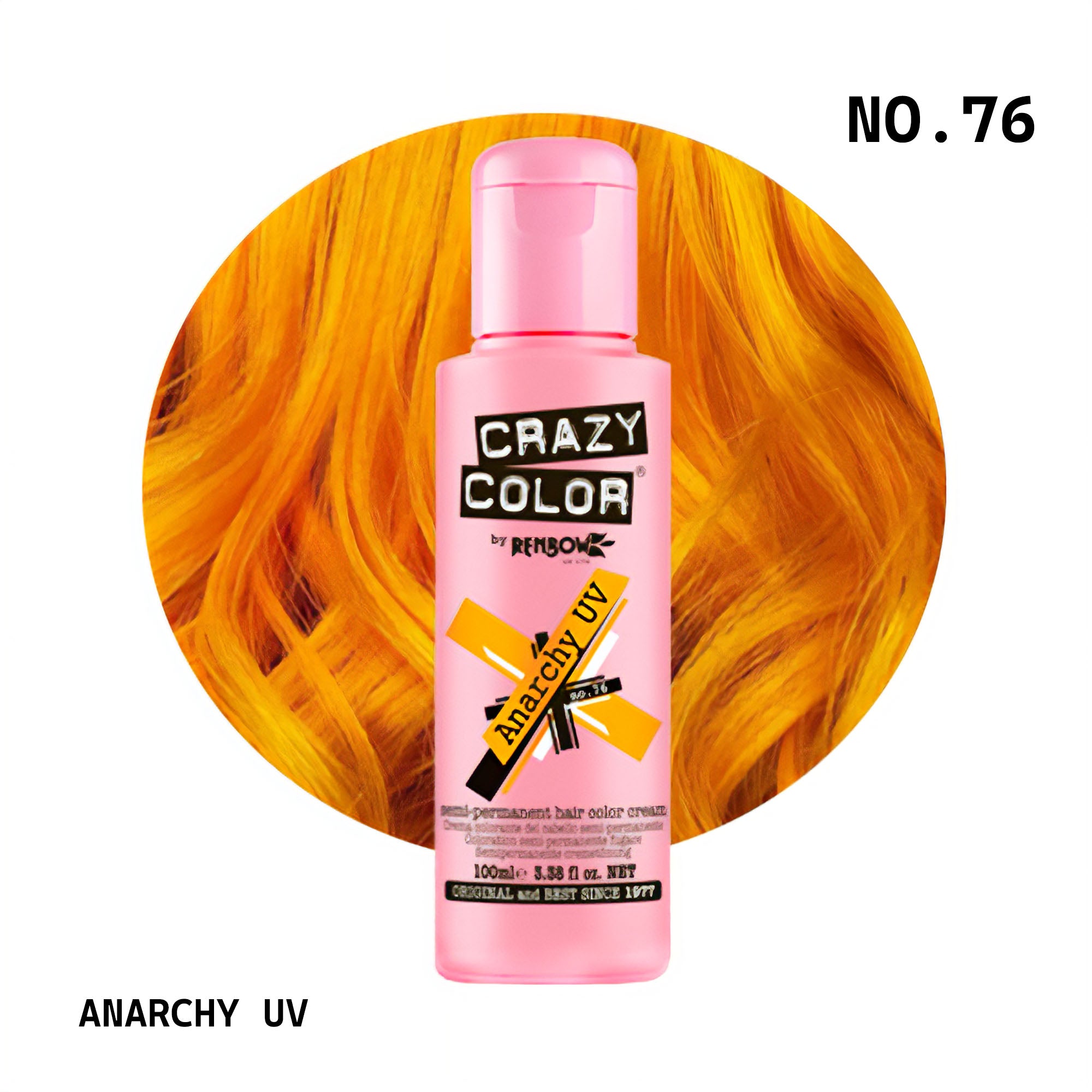 Crazy Color - Semi Permanent Hair Colour Cream Anarchy UV No.76 100ml (Neon Orange)