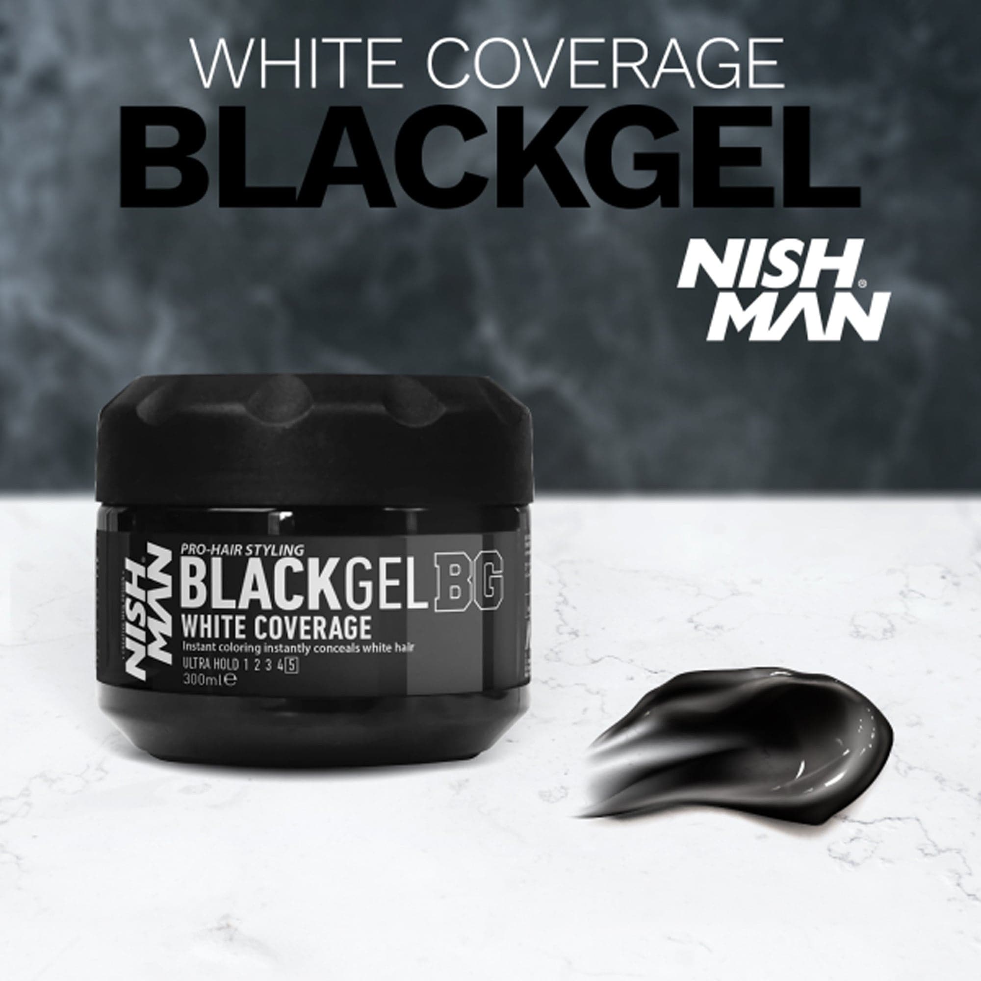 Nishman - Hair Styling Black Gel BG White Coverge 300ml