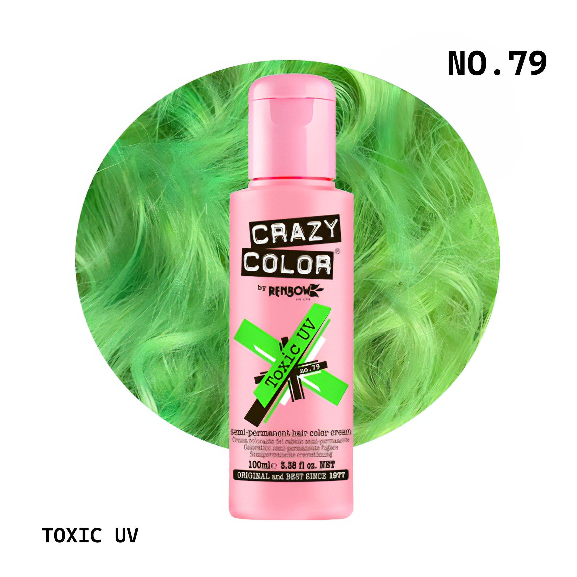 Crazy Color - Semi Permanent Hair Colour Cream Toxic UV No.79 100ml (Neon Green)