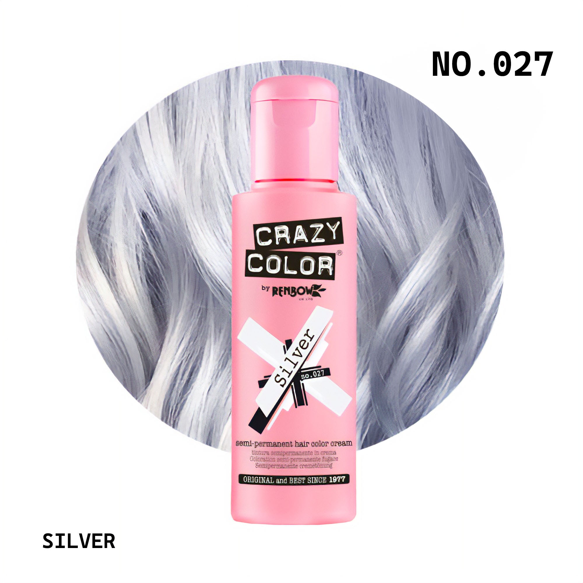 Crazy Color - Semi Permanent Hair Colour Cream Silver No.027 100ml