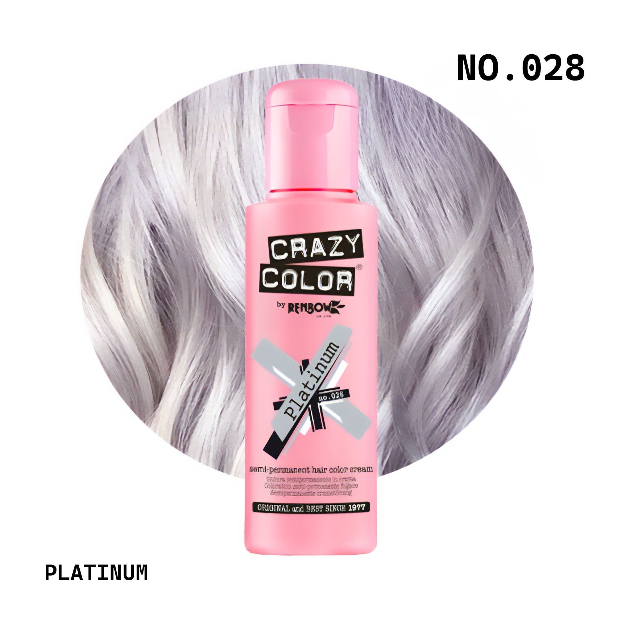 Crazy Color - Semi Permanent Hair Colour Cream Platinum No.028 100ml