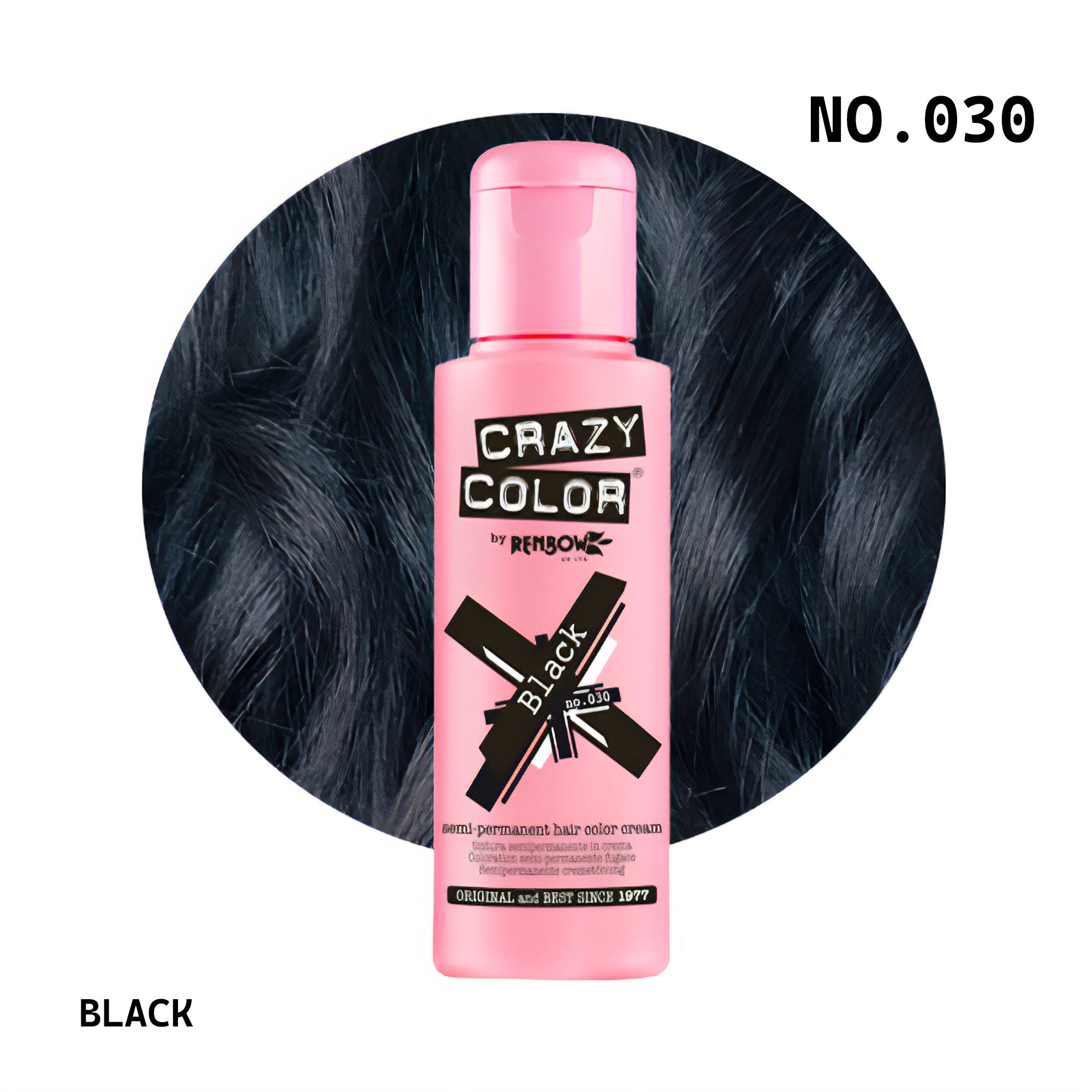 Crazy Color - Semi Permanent Hair Colour Cream Black No.030 100ml