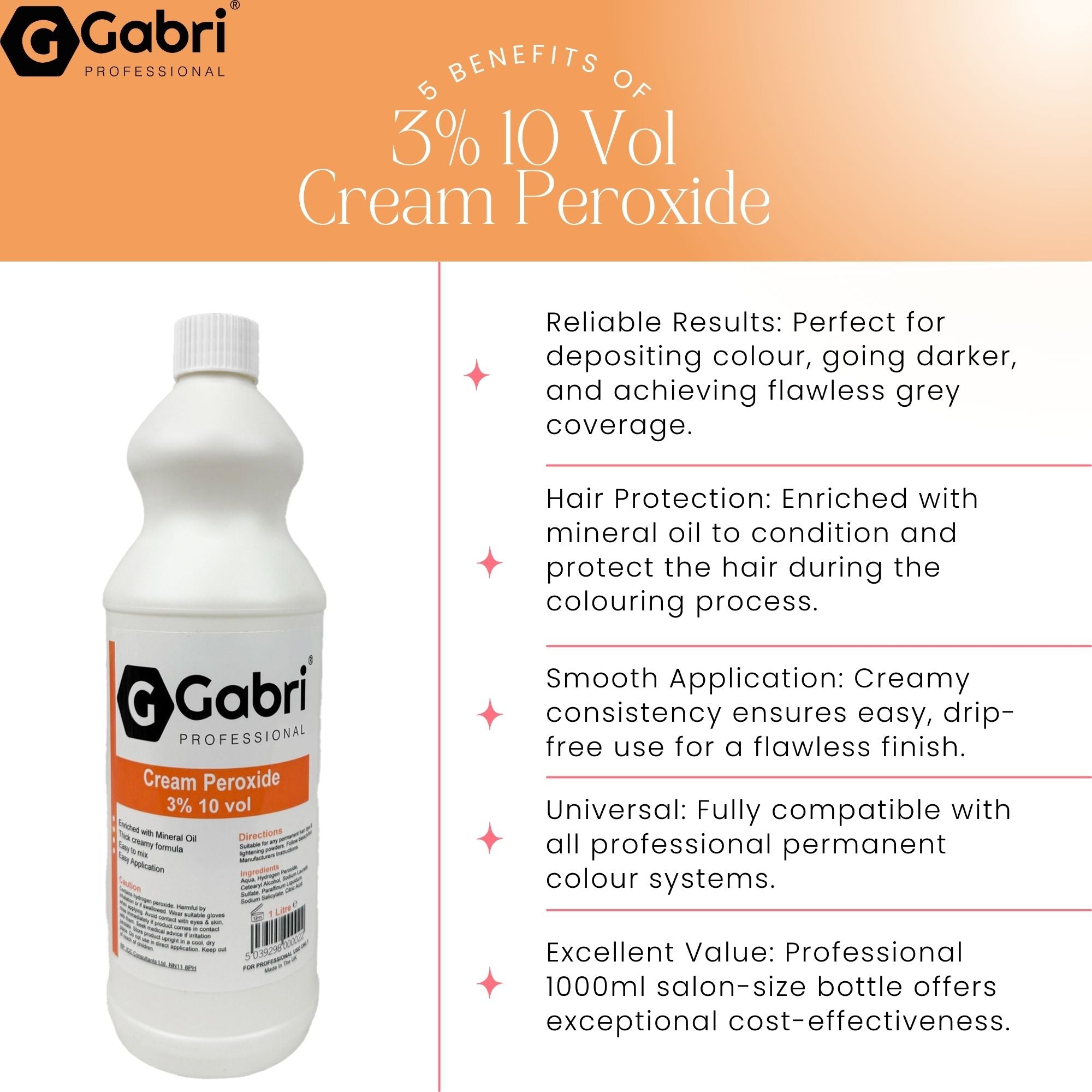 Gabri Professional - Cream Peroxide 3% 10 Vol 1000ml