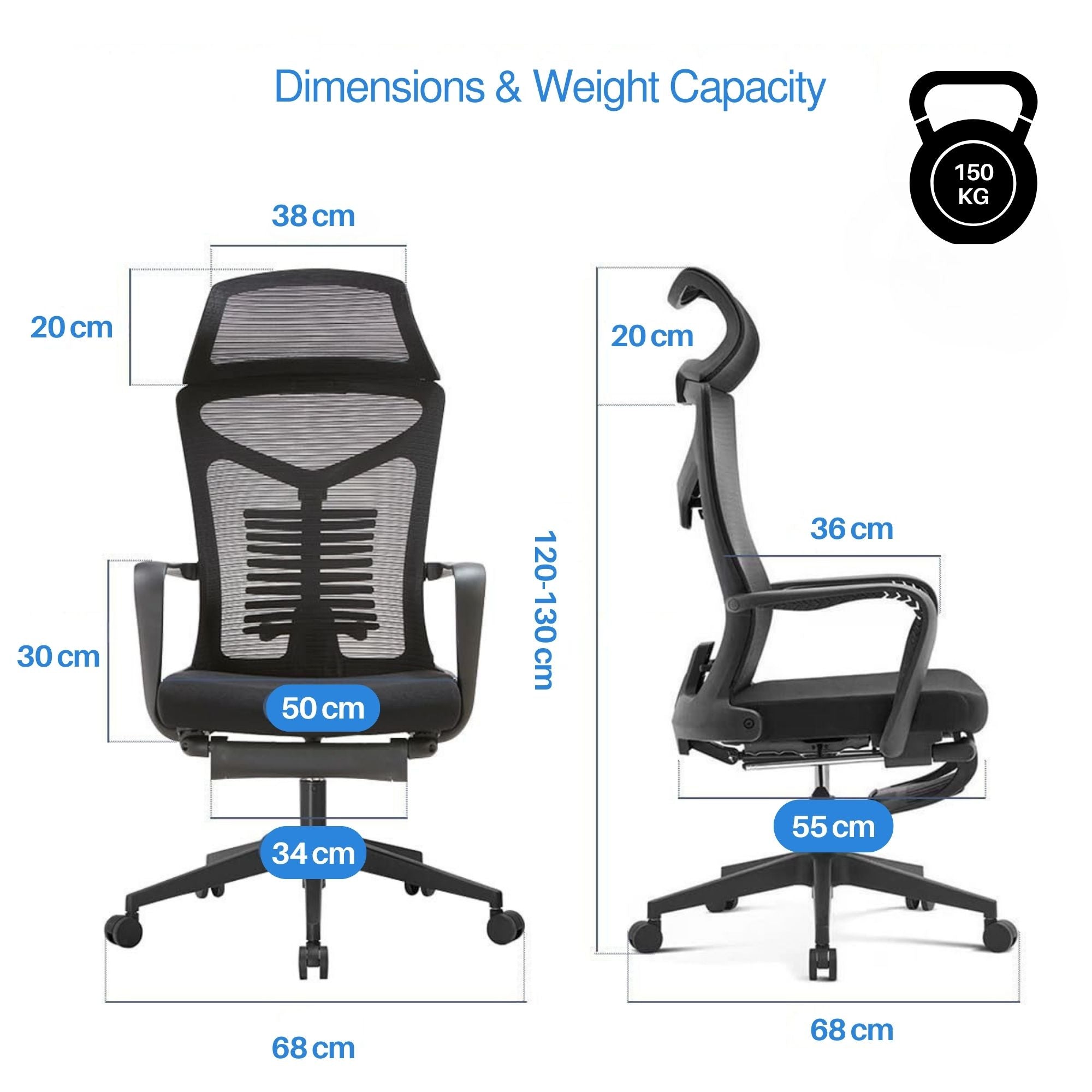 Eson - Ergonomic Swivel Chair with Lumbar Support & Footrest