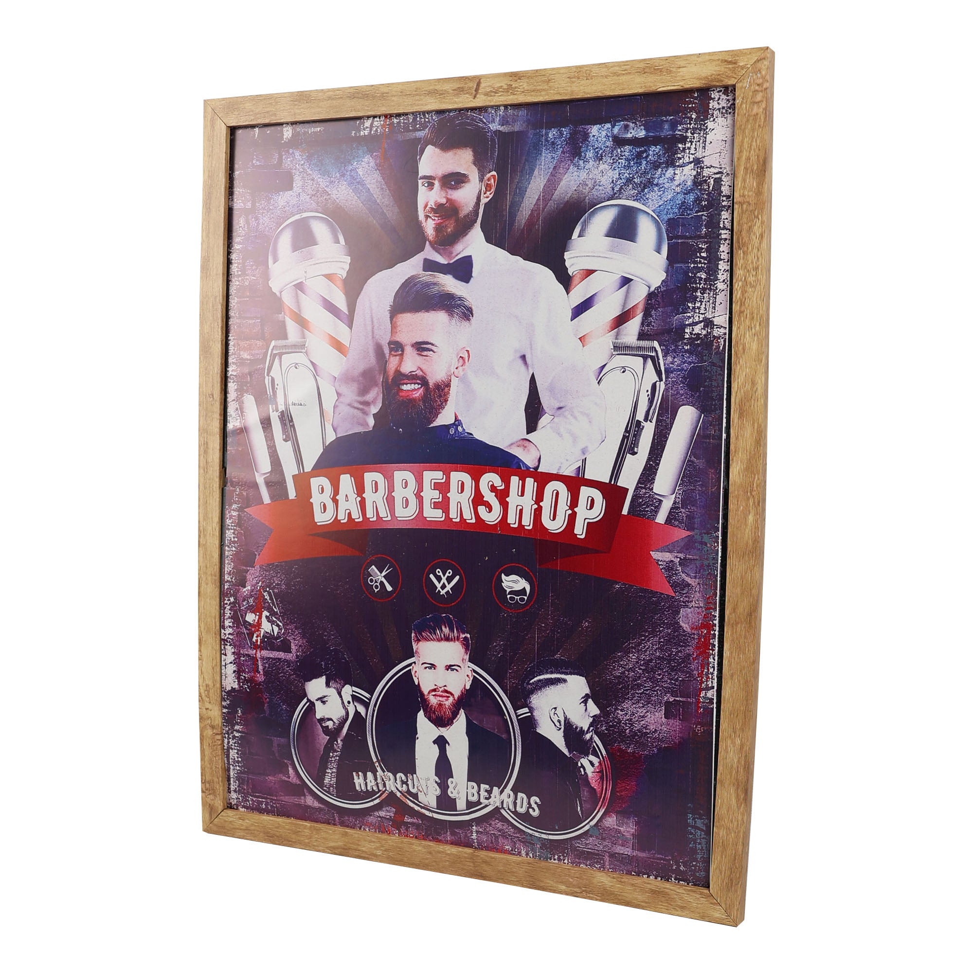 Eson - Barbershop Wall Art Classic Haircuts & Beards Themed Framed Poster