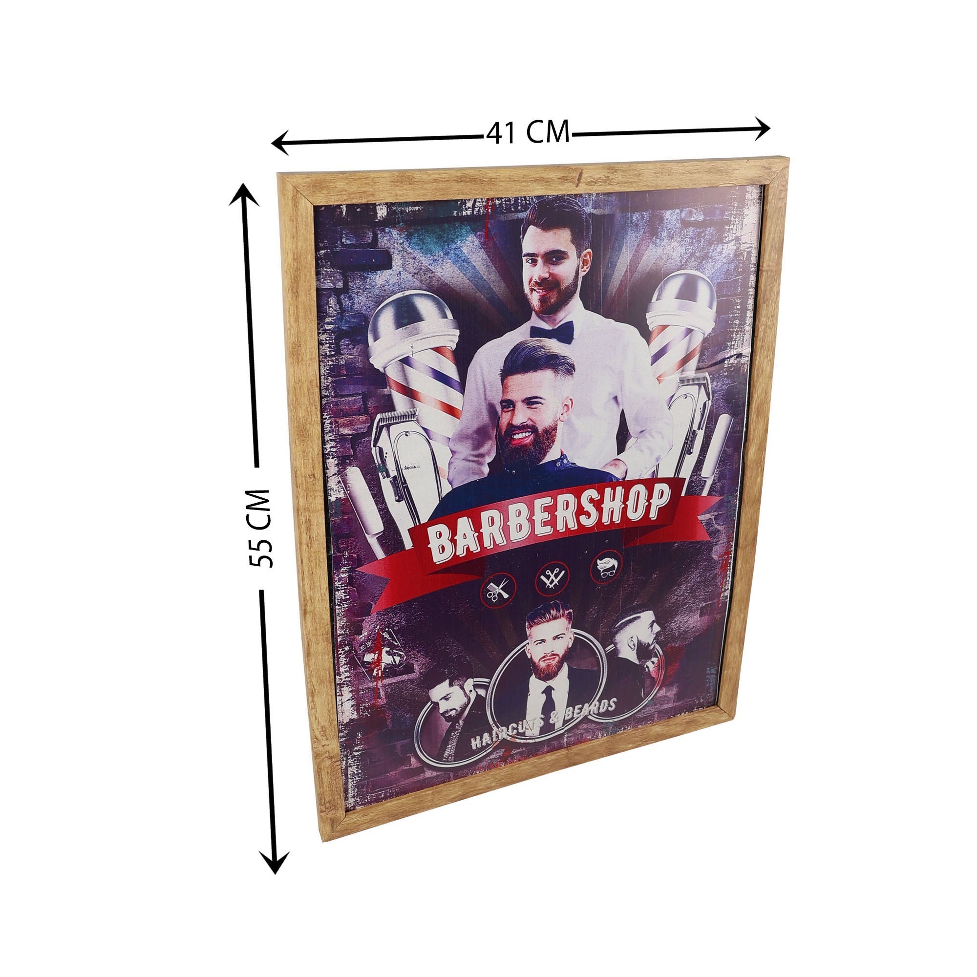 Eson - Barbershop Wall Art Classic Haircuts & Beards Themed Framed Poster