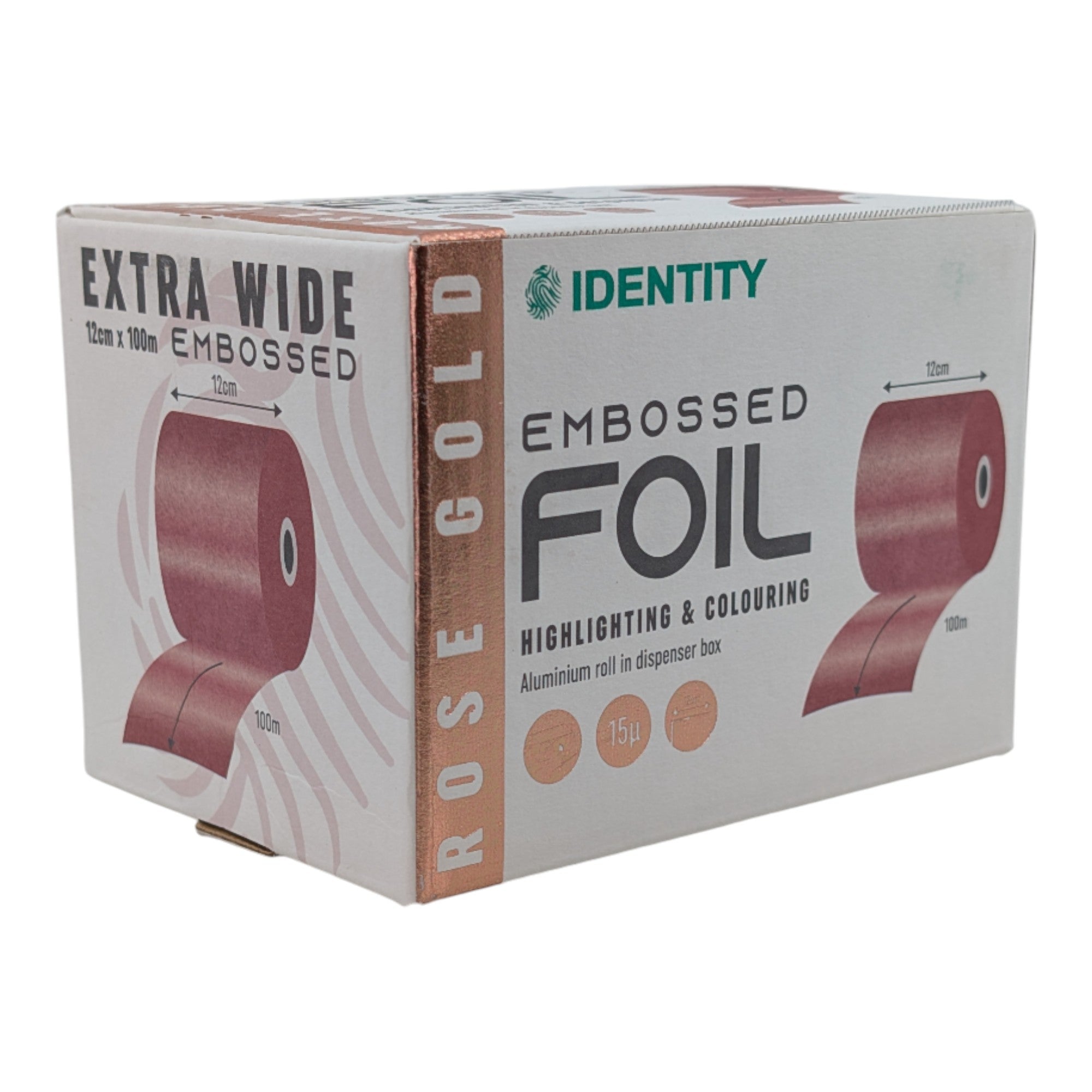Identity - Extra Wide Foil Embossed 120mm x 100m - Rose Gold