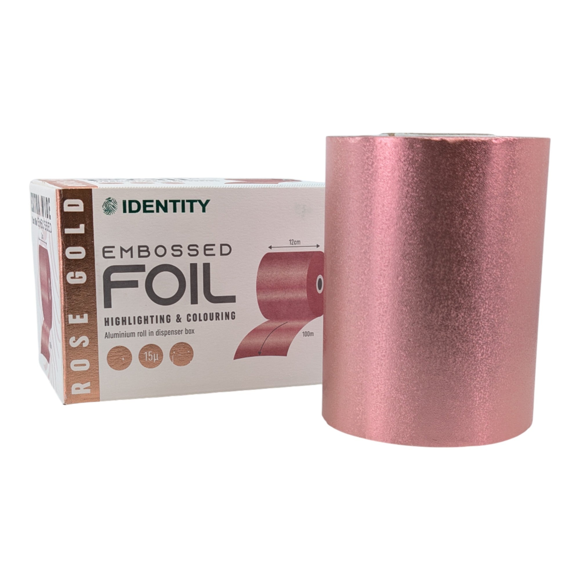 Identity - Extra Wide Foil Embossed 120mm x 100m - Rose Gold