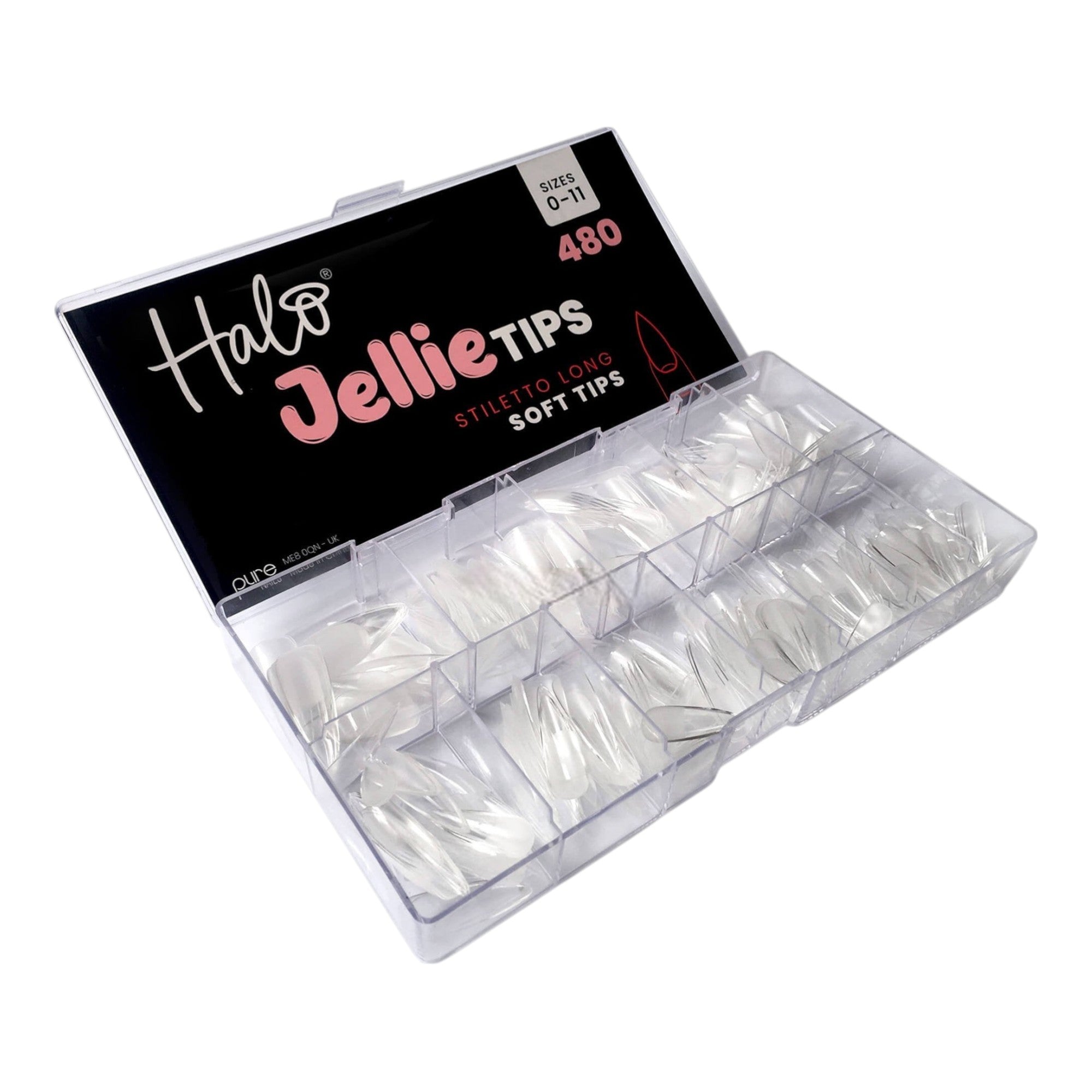 Halo - Jellie Nail Tips Stiletto 0-11 Sizes