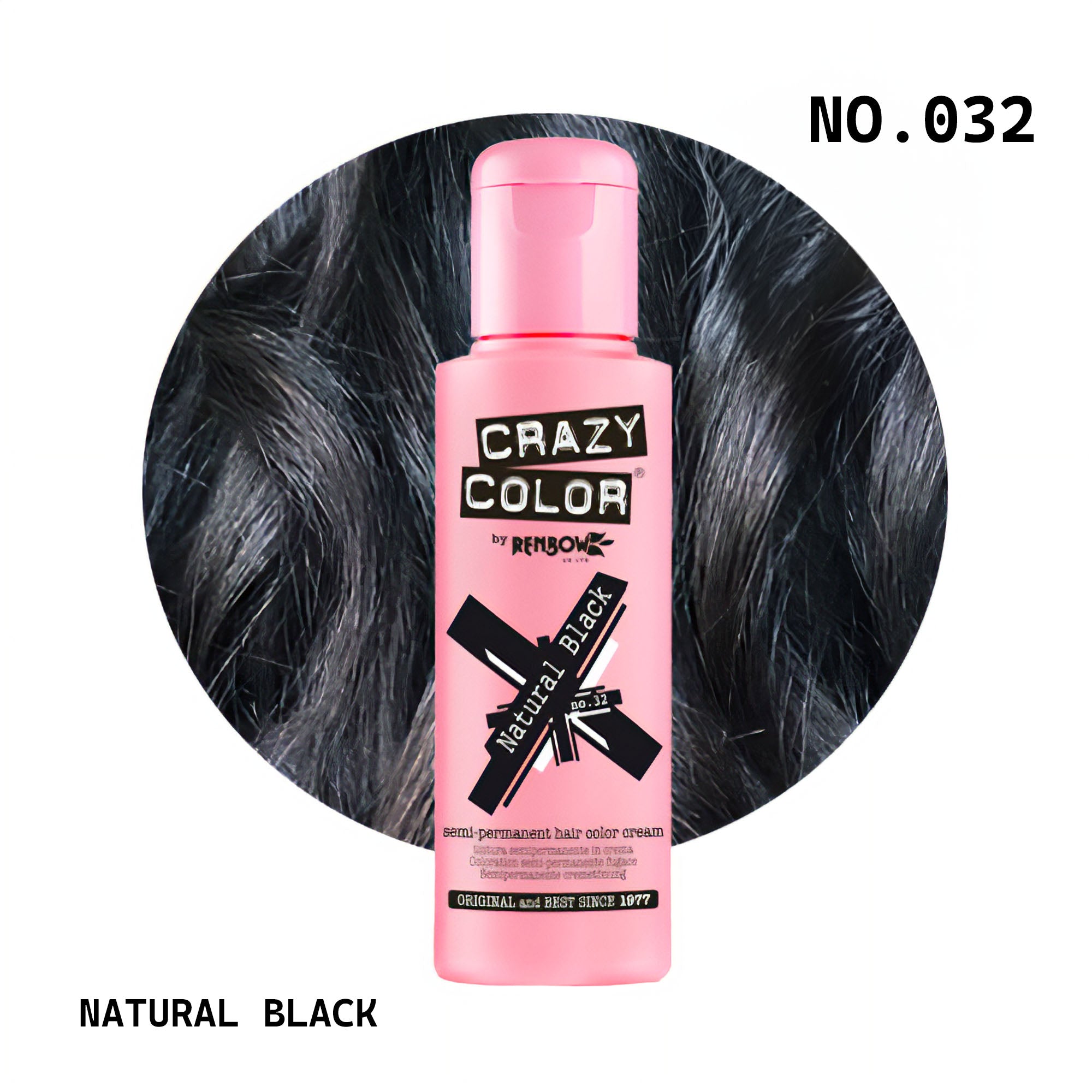 Crazy Color - Semi Permanent Hair Colour Cream Natural Black No.032 100ml