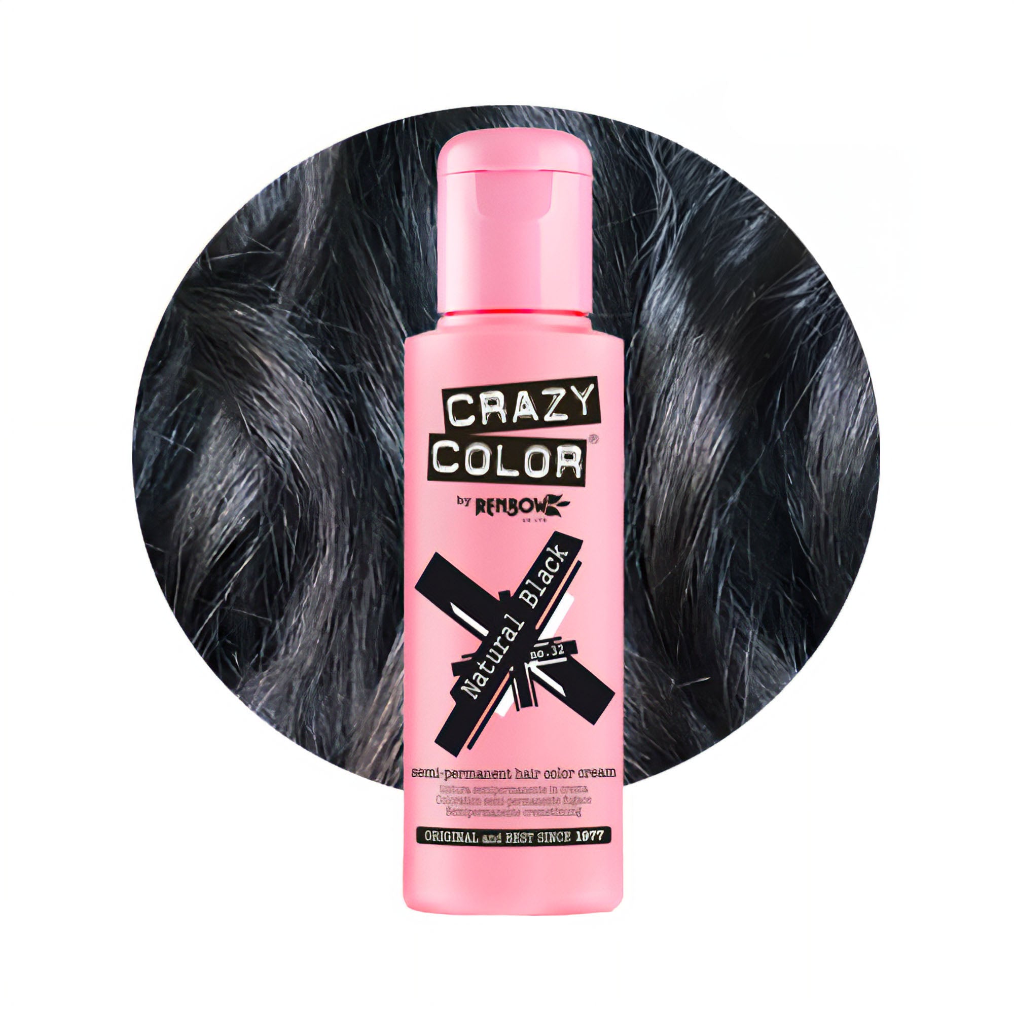 Crazy Color - Semi Permanent Hair Colour Cream Natural Black No.032 100ml