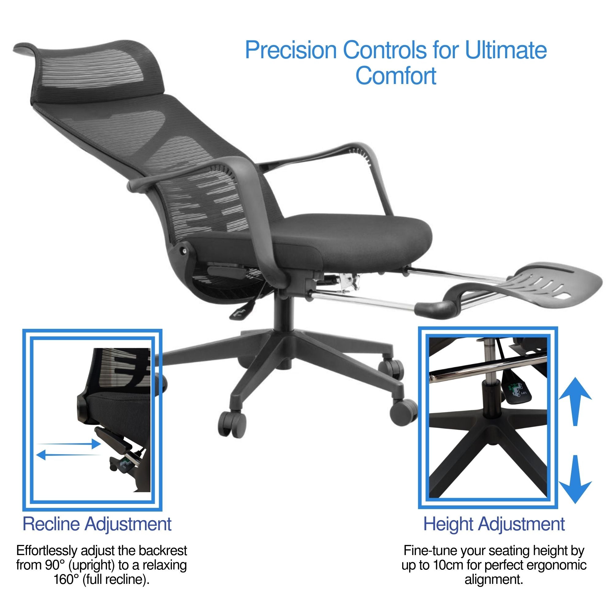 Eson - Ergonomic Swivel Chair with Lumbar Support & Footrest