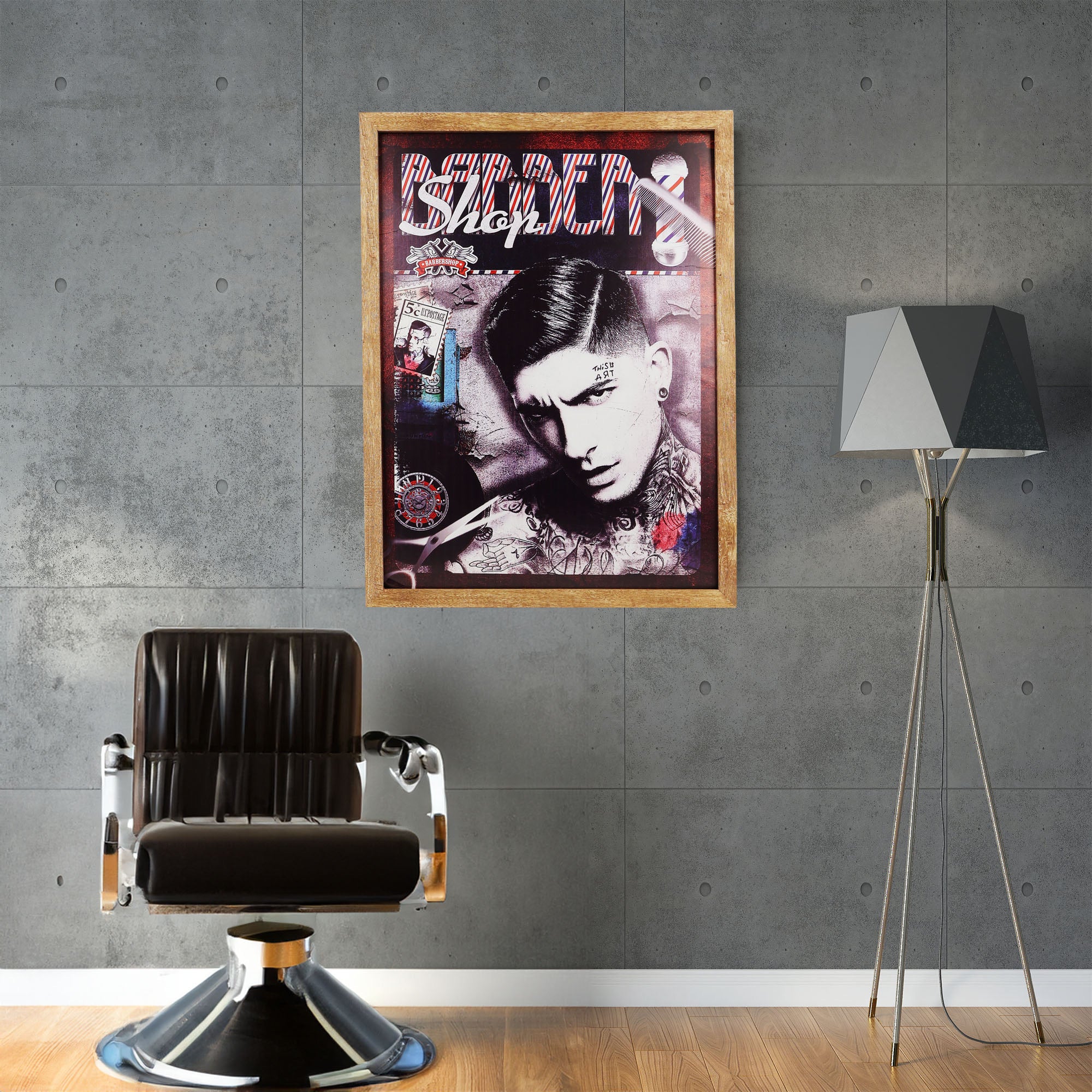 Eson - Barbershop Wall Art Tattoo Haircut Framed Poster