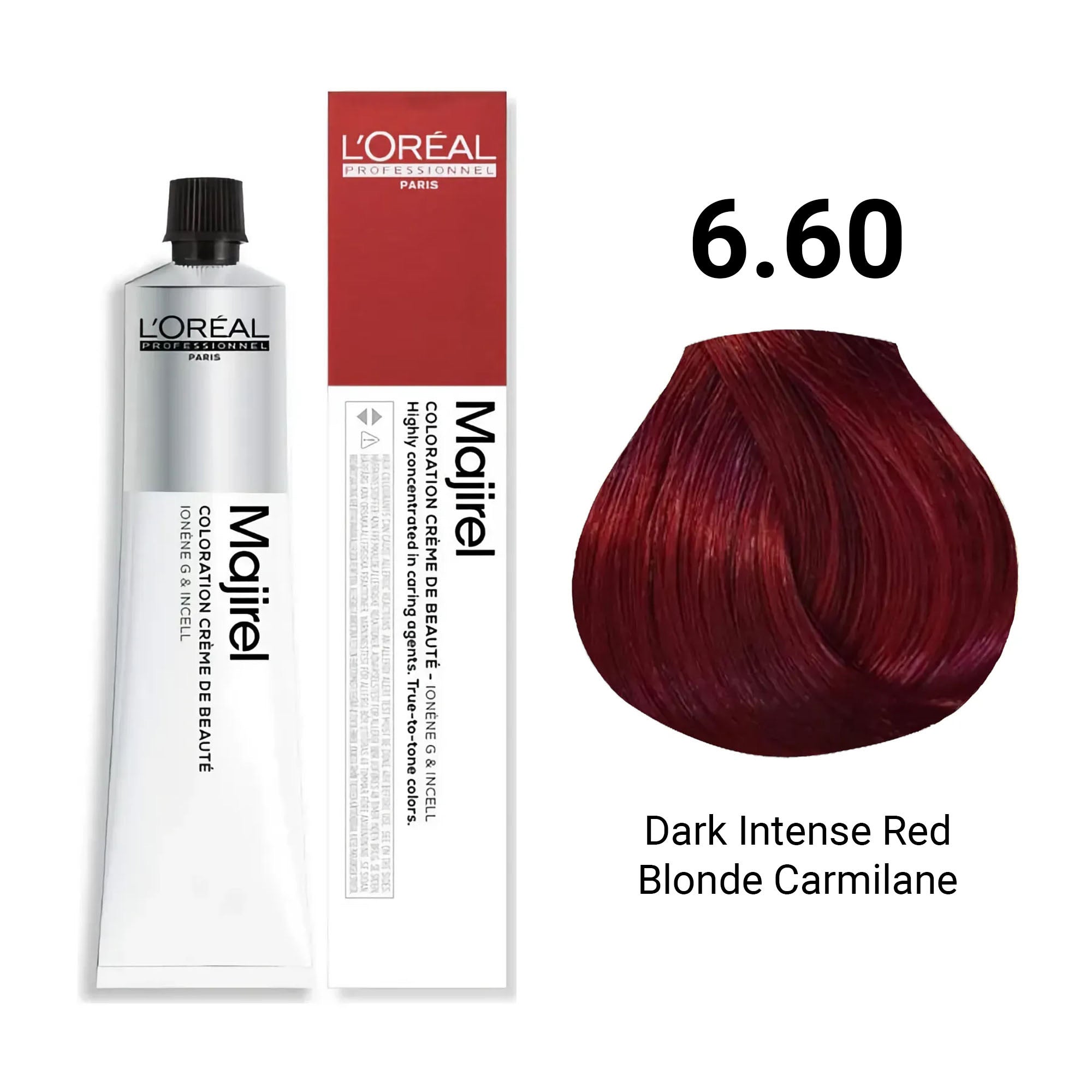 Loreal Professionnel - Majirel Permanent Hair Colour 6.60 Dark Intense Red Blonde Carmilane 50ml