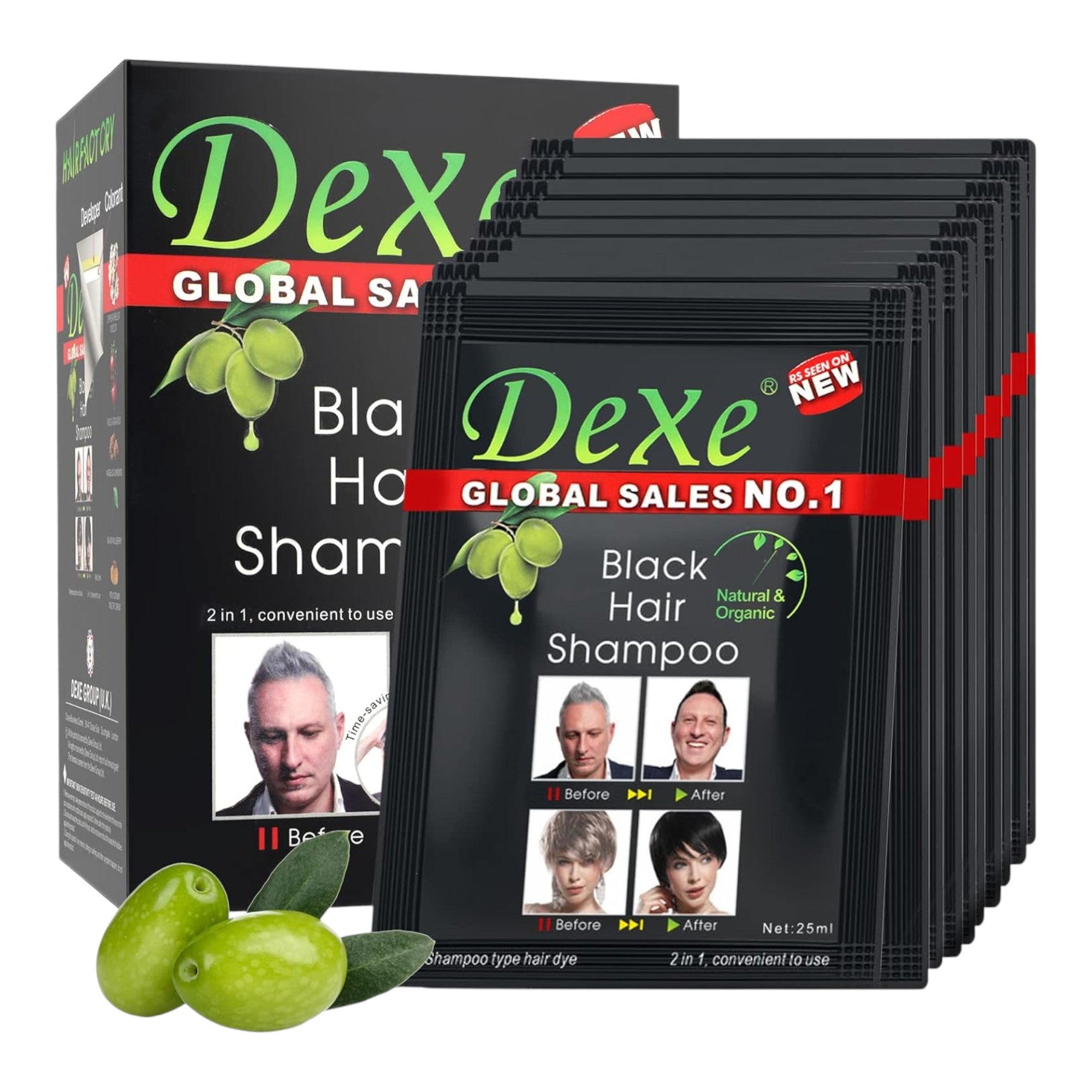 Dexe - Black Hair Shampoo Black 25ml Sachets x10