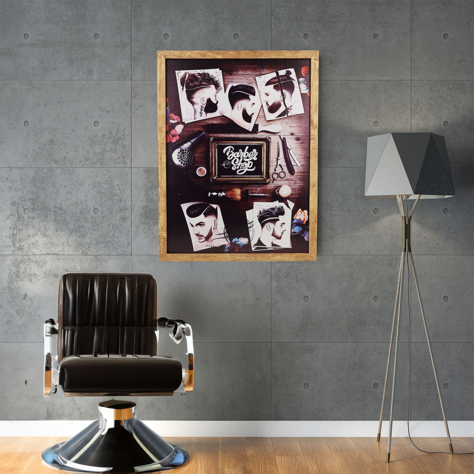 Eson - Barbershop Wall Art Haircut Style & Tools Framed Poster