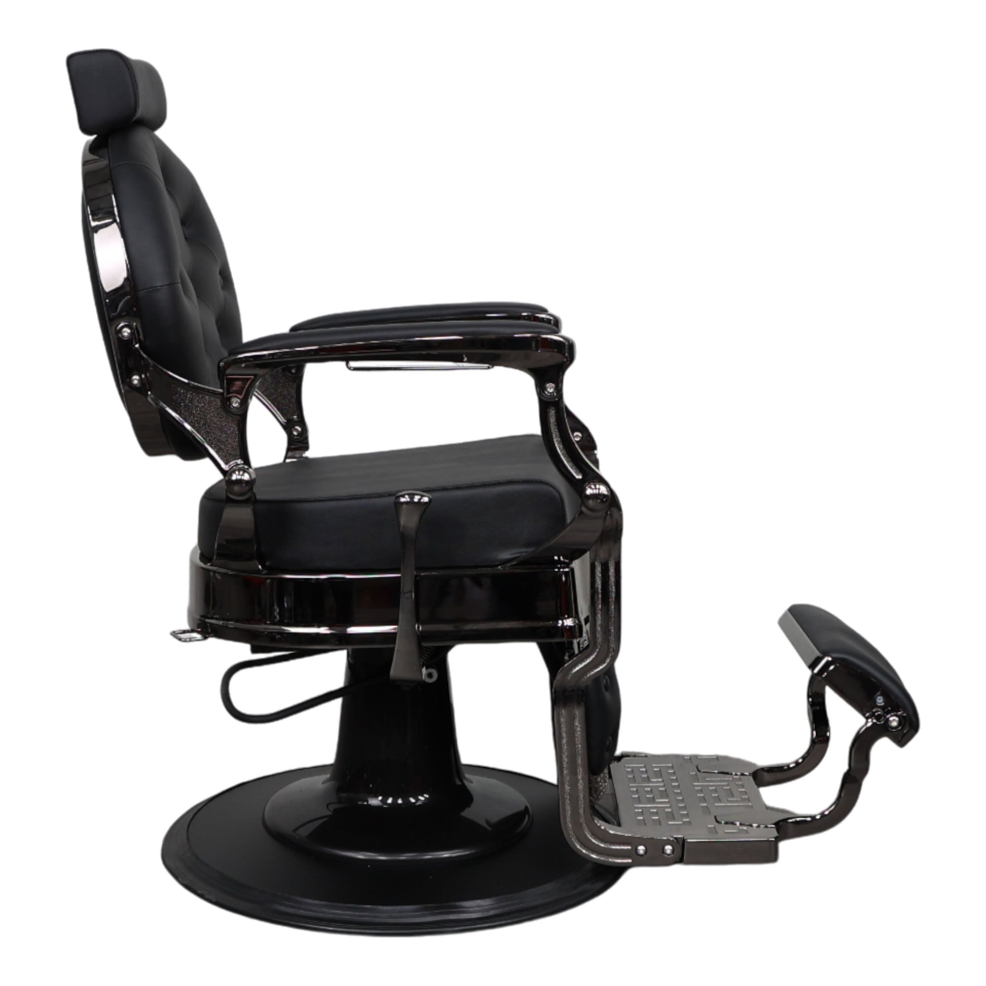 Barber Chair - Vintage Style Black & Shinny Black Accents