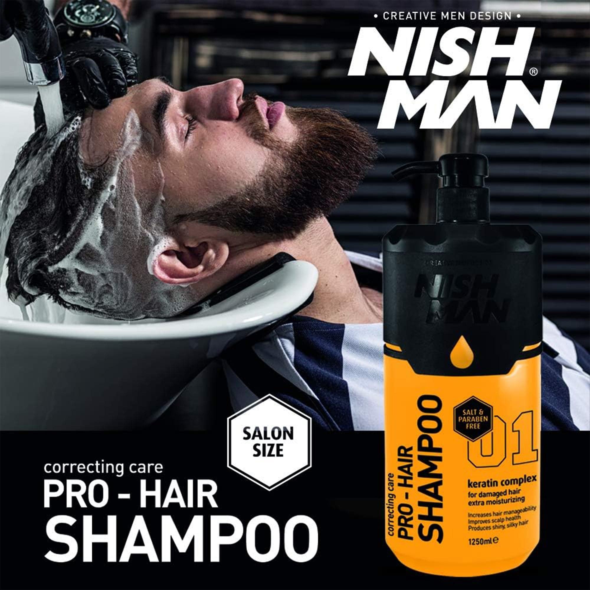 Nishman - Pro Hair Shampoo No.01 Keratin Complex Salt Free 1250ml