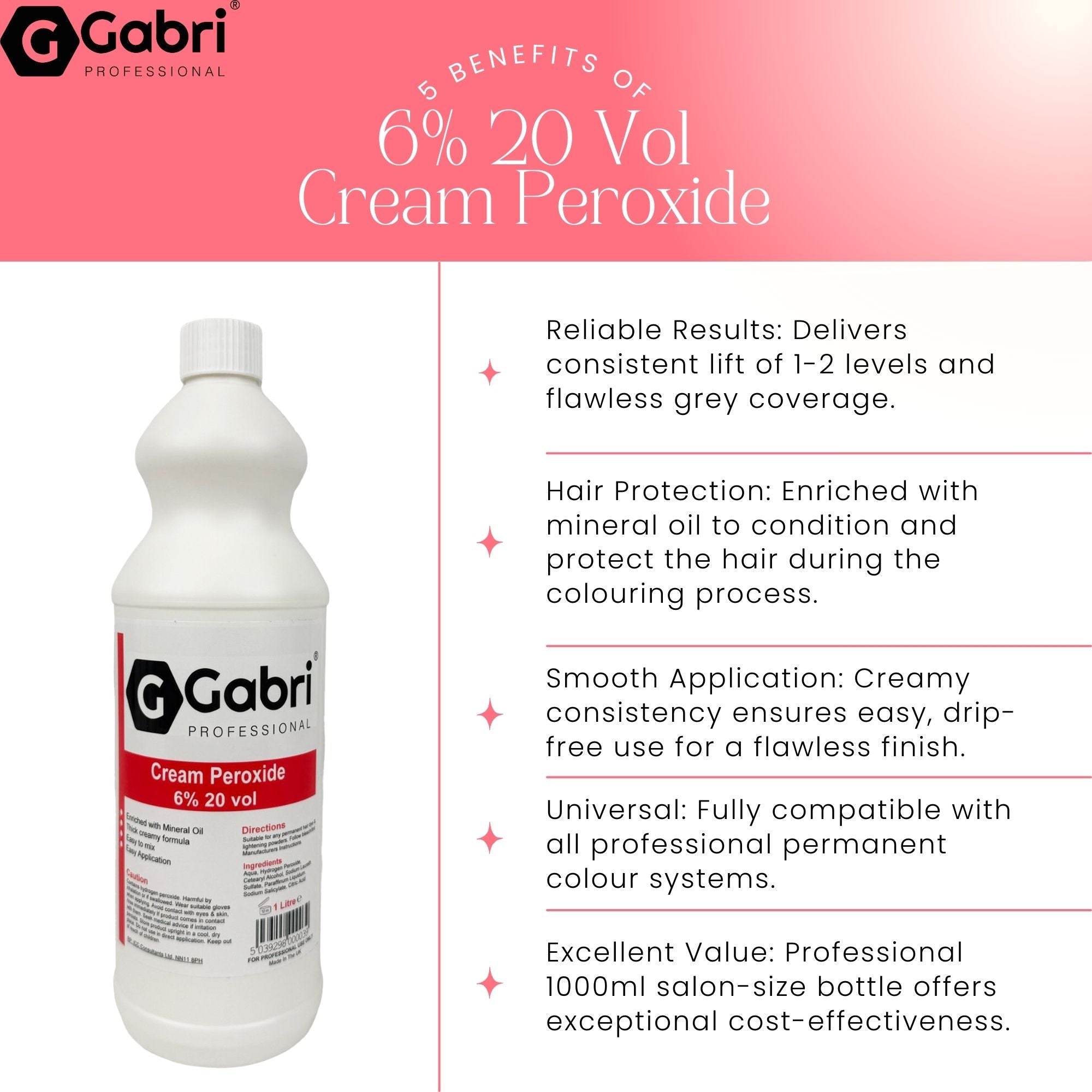 Gabri Professional - Cream Peroxide 6% 20 Vol 1000ml