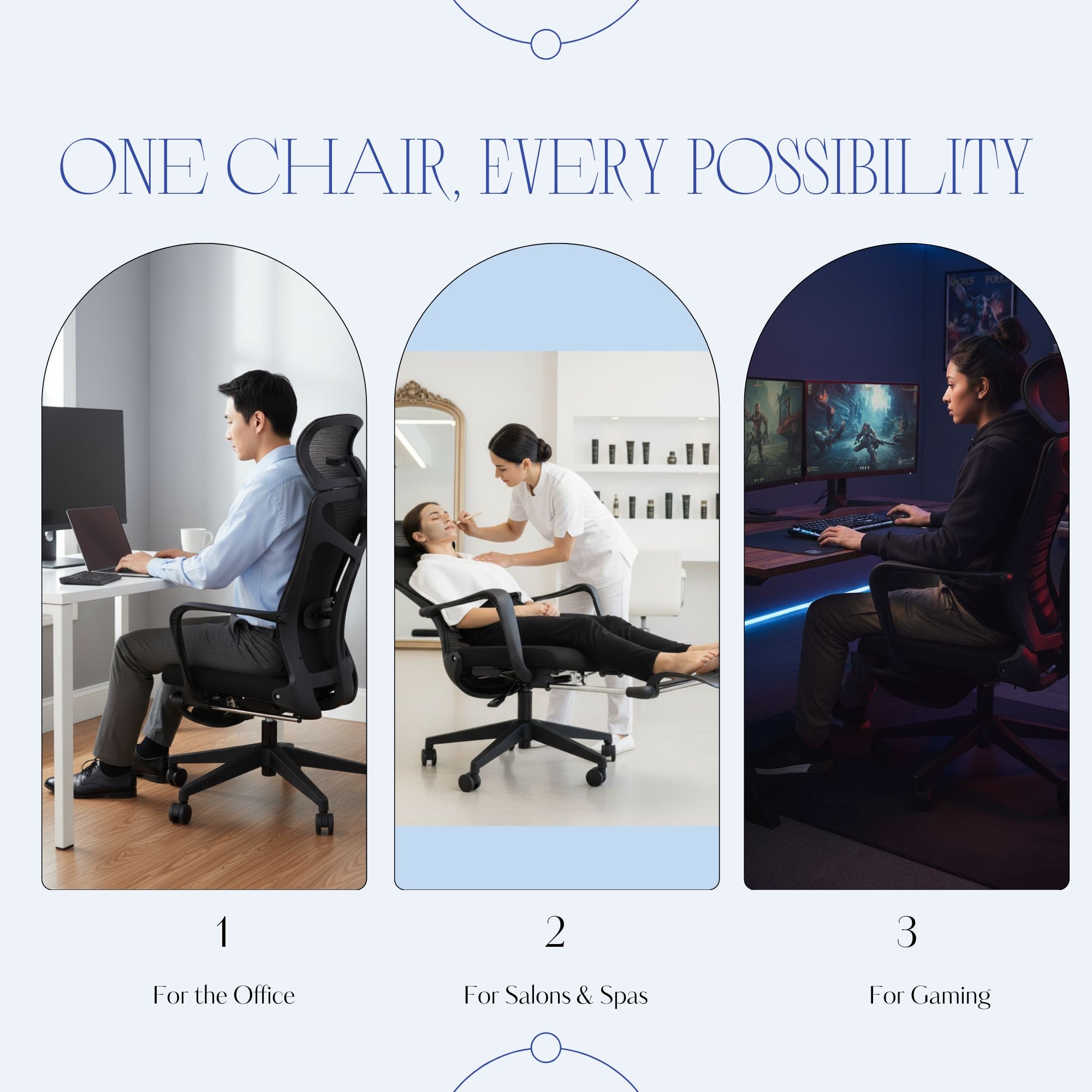 Eson - Ergonomic Swivel Chair with Lumbar Support & Footrest
