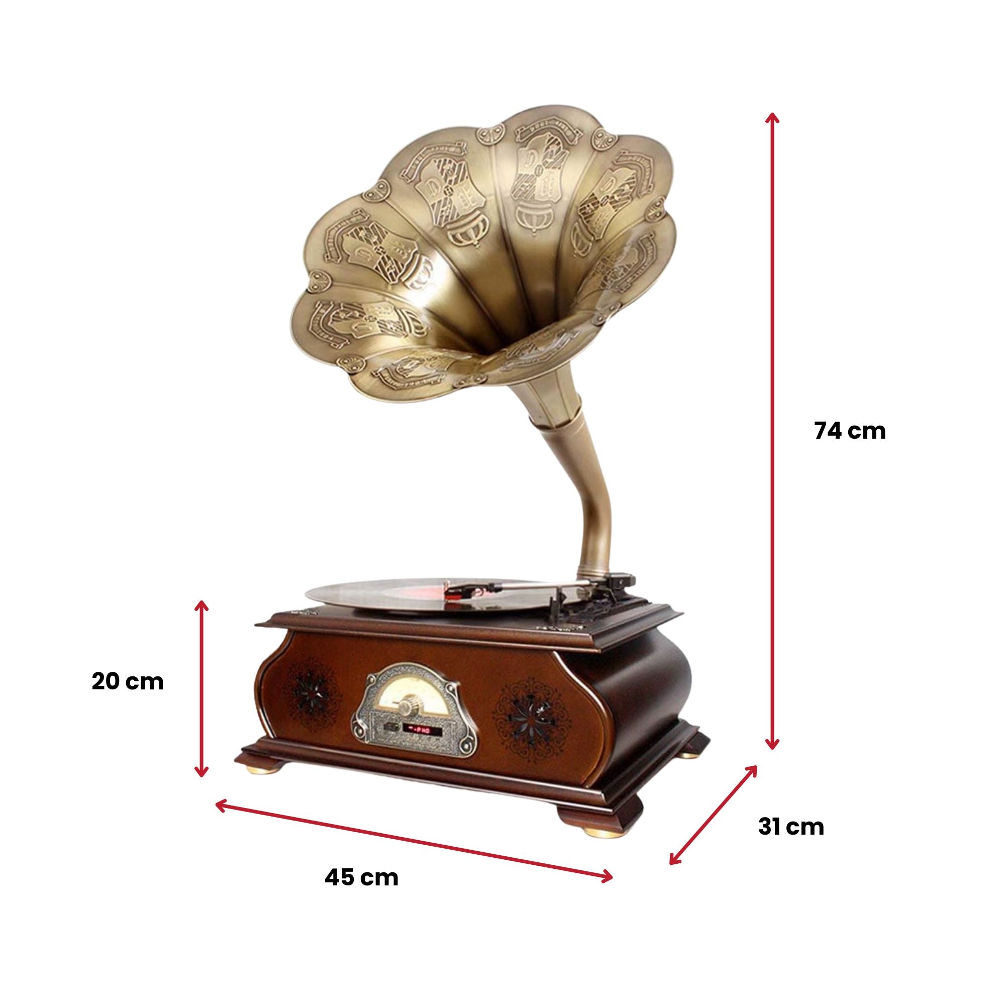 Eson - Vintage Style Gramophone Bluetooth & Vinyl Music System