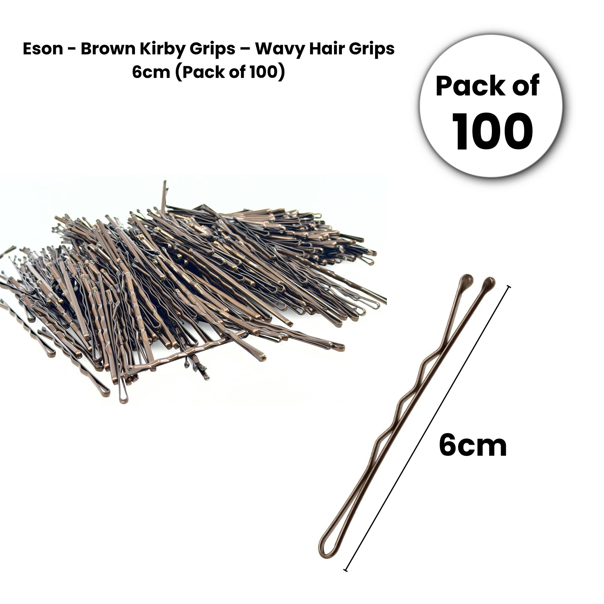 Eson - Brown Kirby Grips – Wavy Hair Grips 6cm