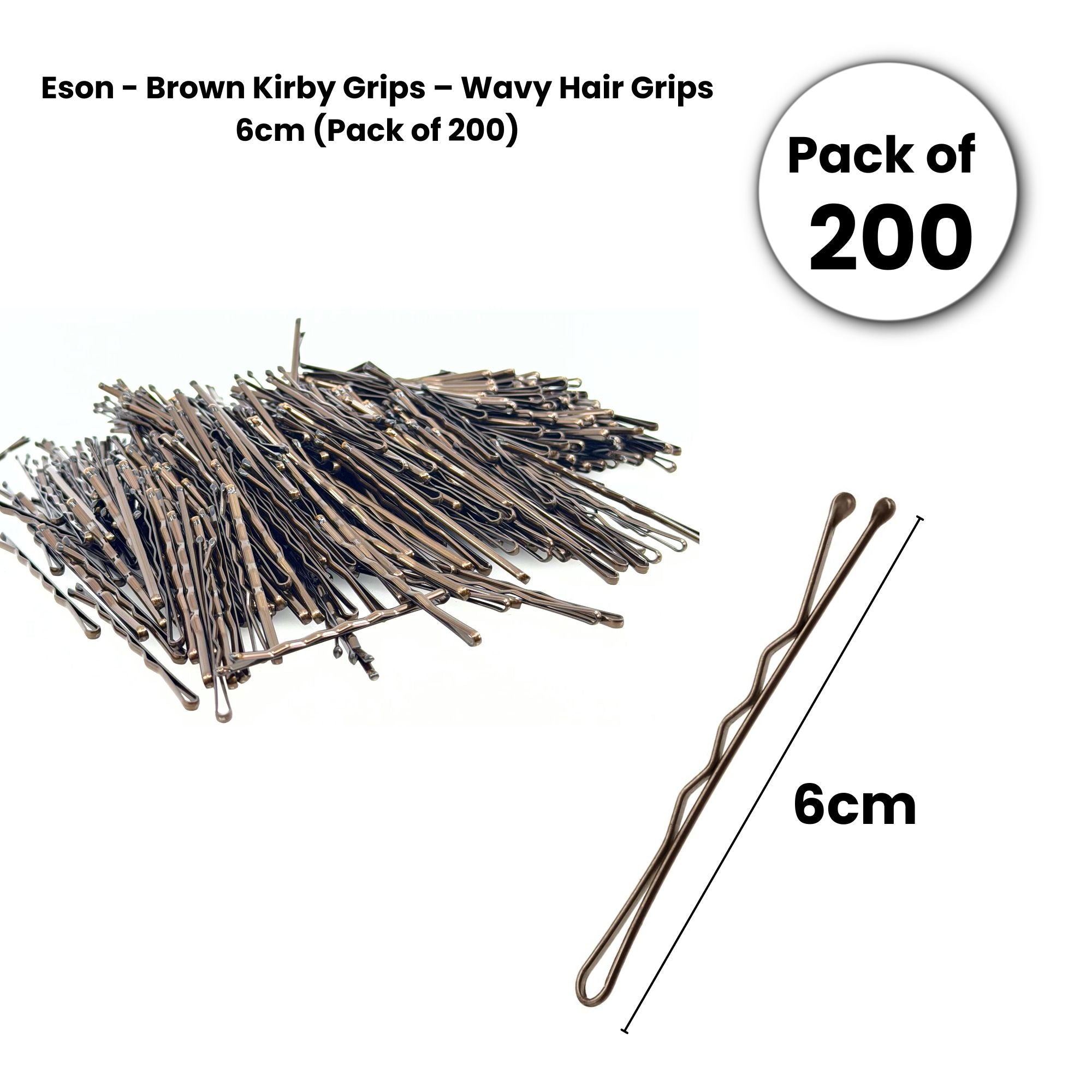 Eson - Brown Kirby Grips – Wavy Hair Grips 6cm
