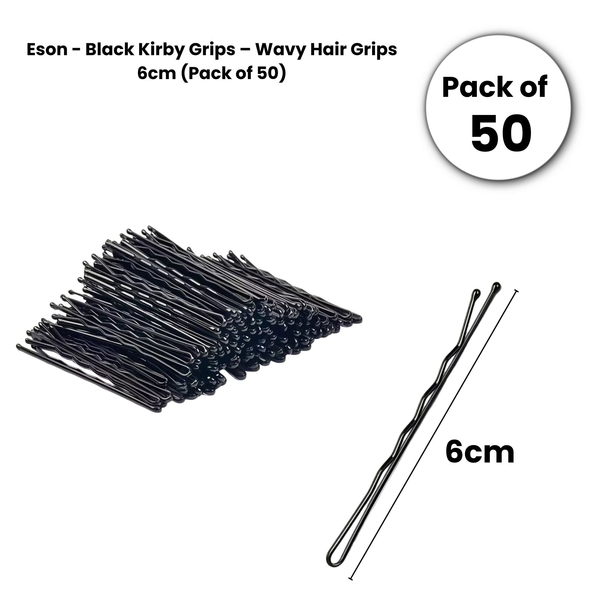 Eson - Black Kirby Grips – Wavy Hair Grips 6cm