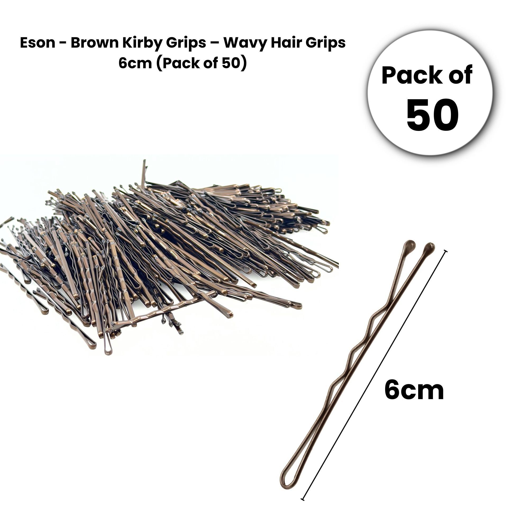 Eson - Brown Kirby Grips – Wavy Hair Grips 6cm