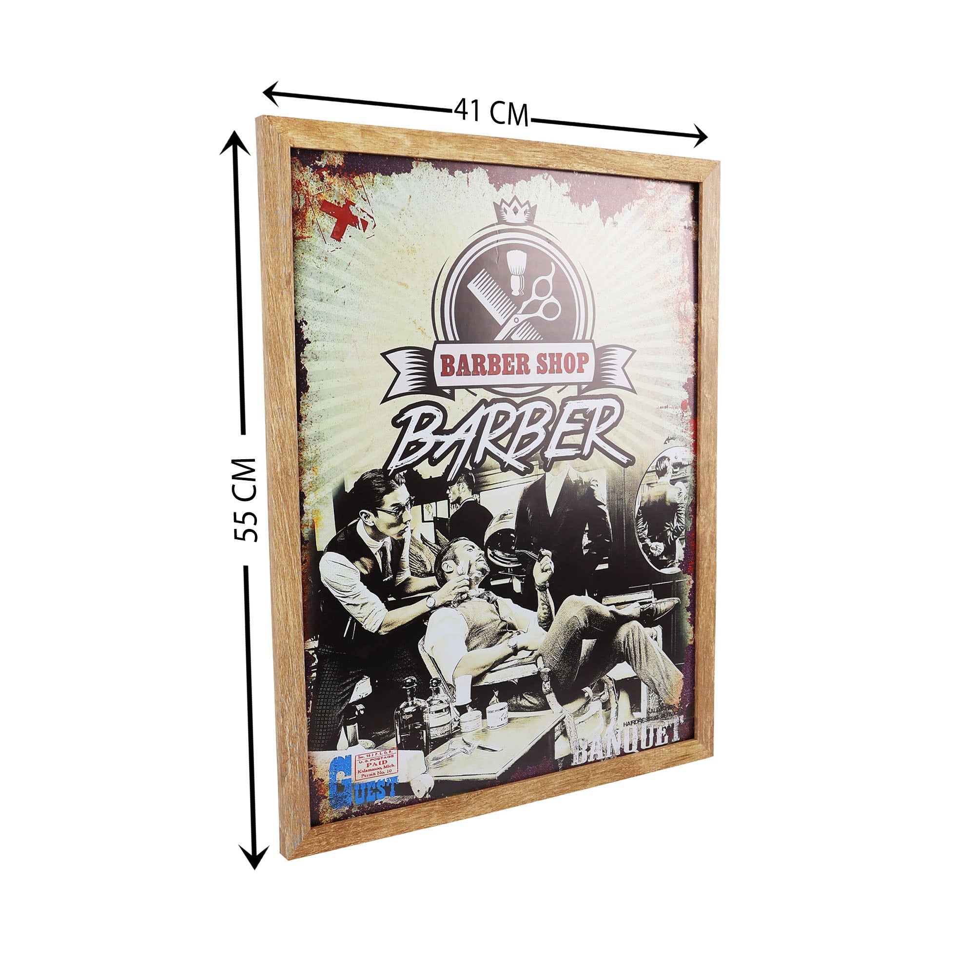 Eson - Barbershop Wall Art Classic Shaving Scene Framed Poster