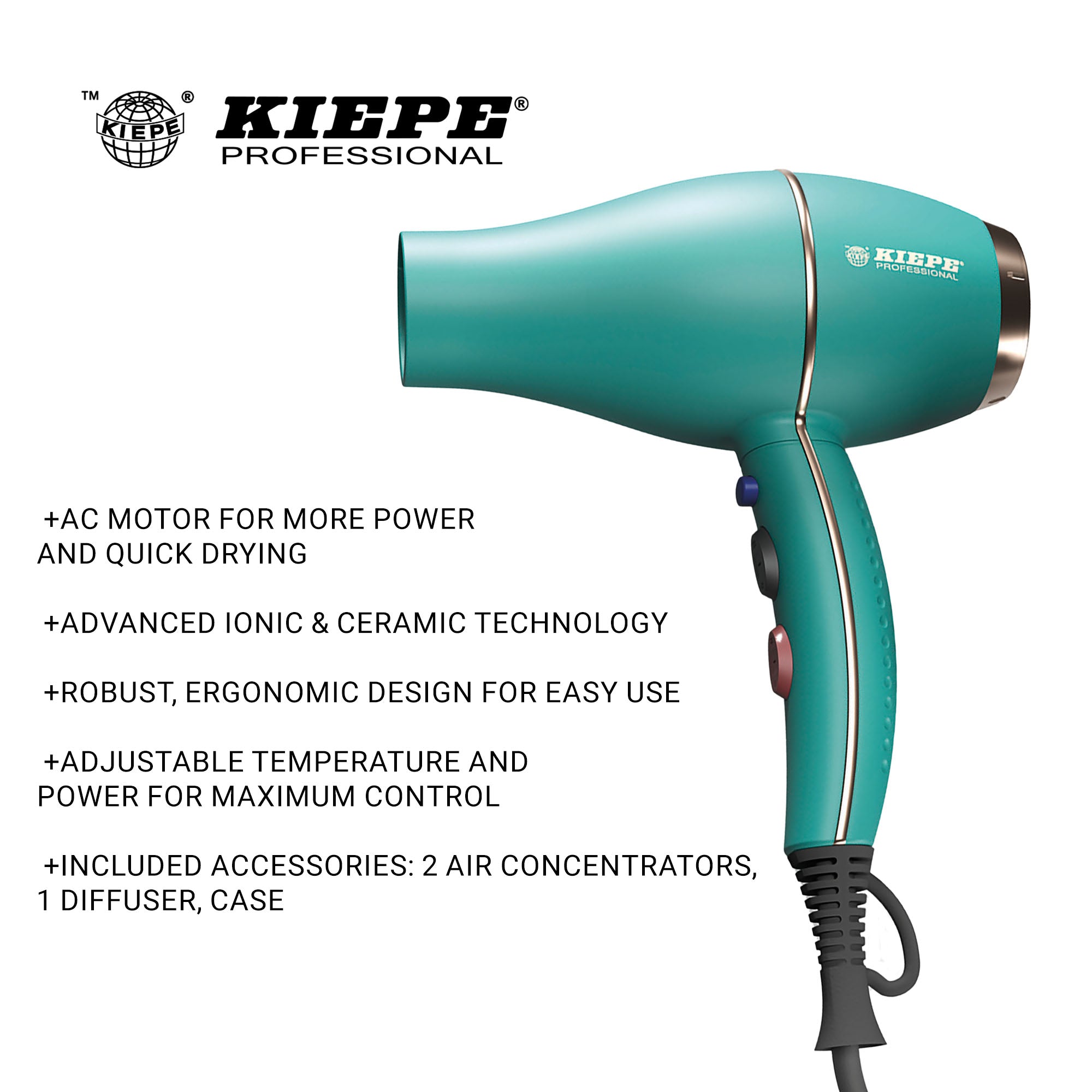 Kiepe - Hair Dryer Bloom Cremic & Ionic 2000W Turquoise