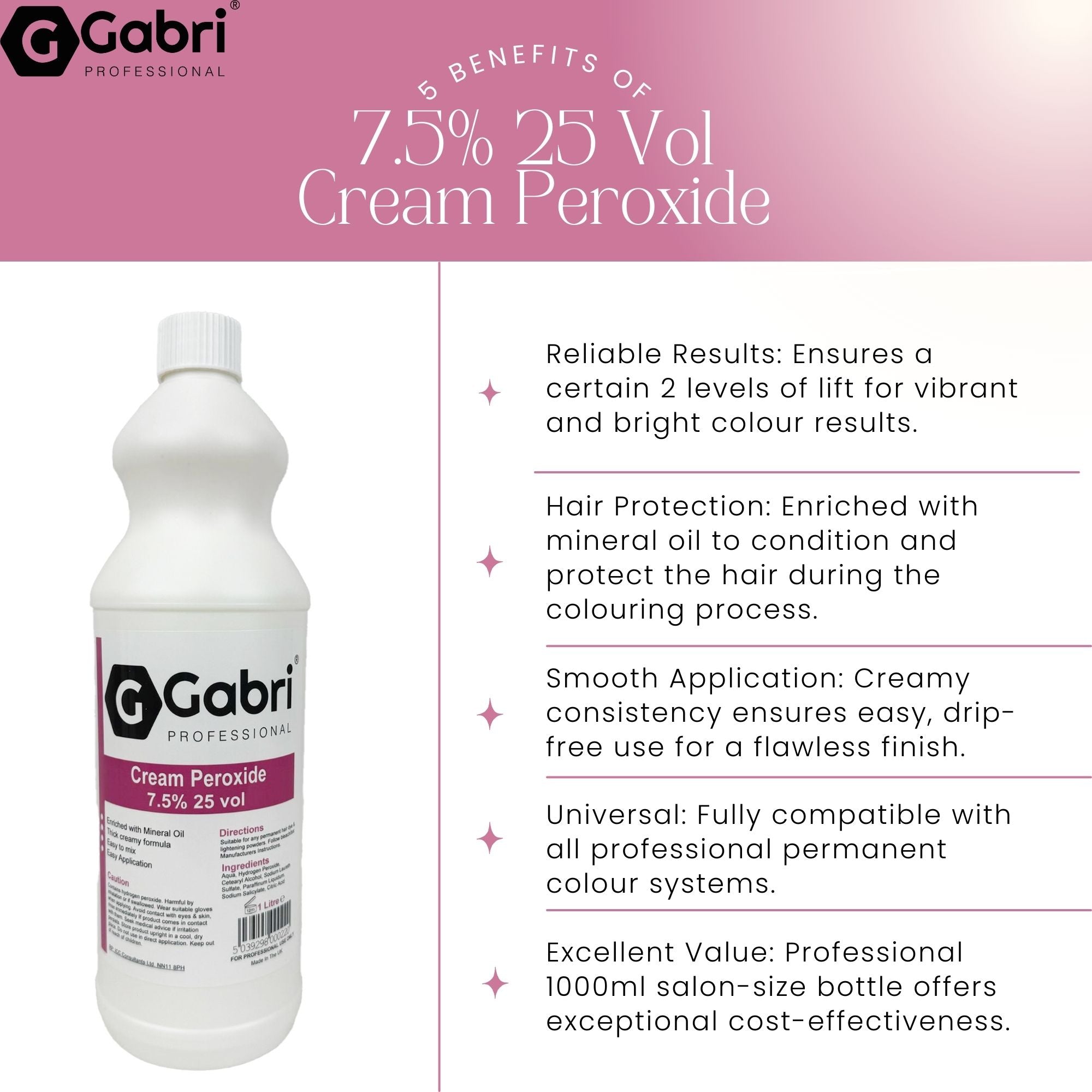 Gabri Professional - Cream Peroxide 7.5% 25 Vol 1000ml