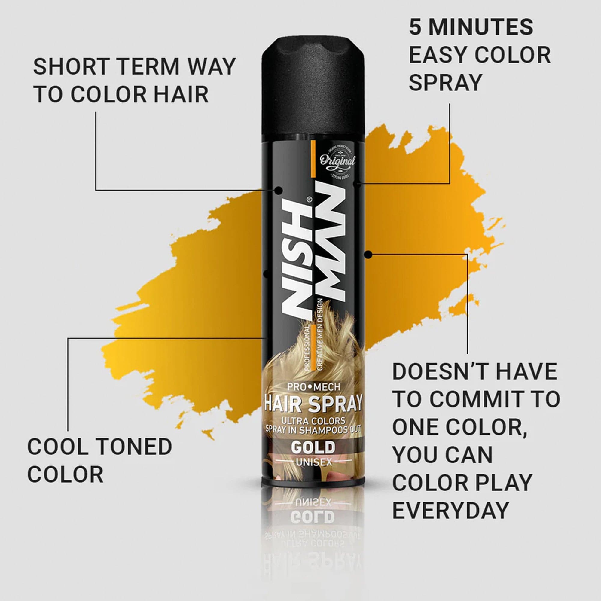 Nishman - Temporary Hair Colour Spray Gold 150ml