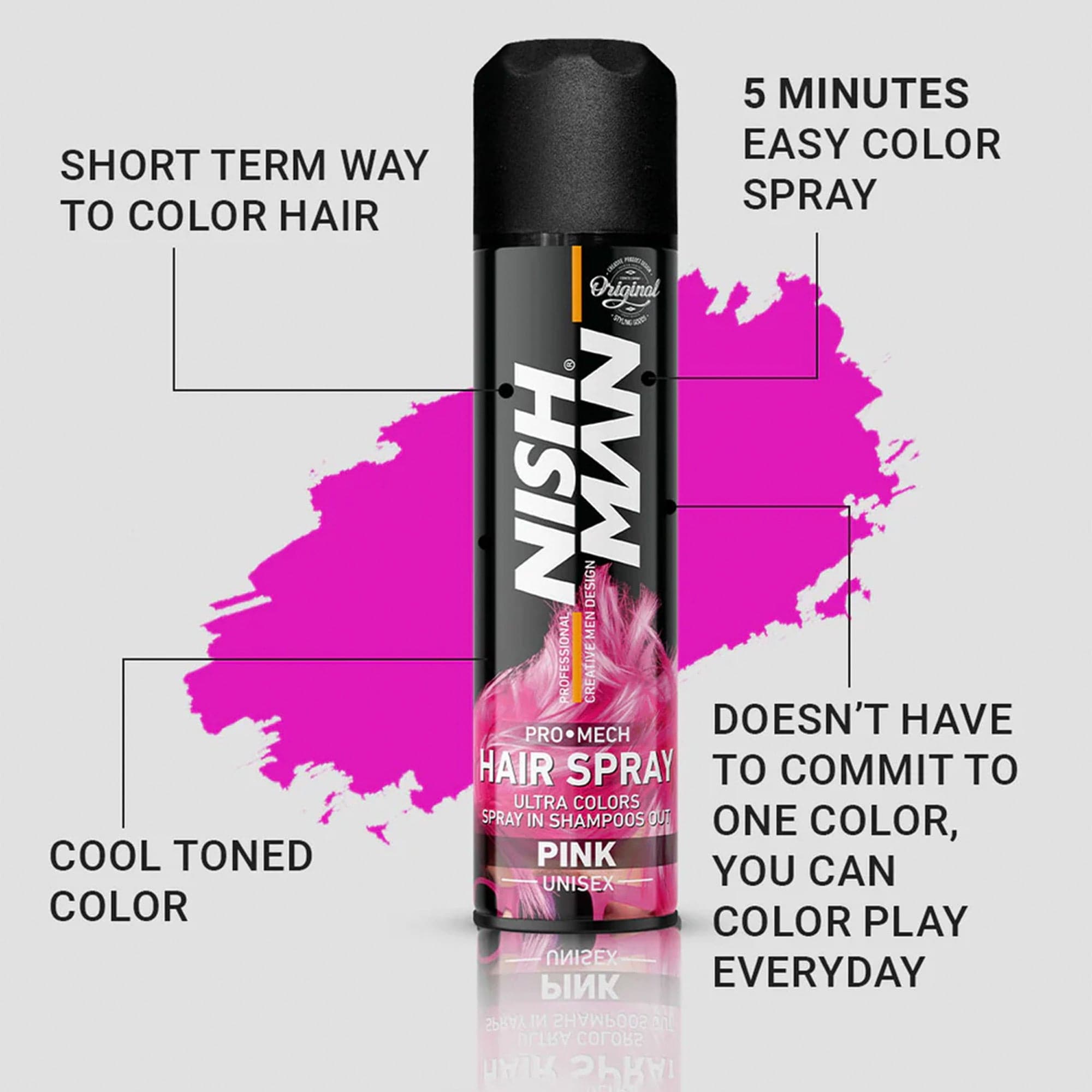 Nishman - Temporary Hair Colour Spray Pink 150ml