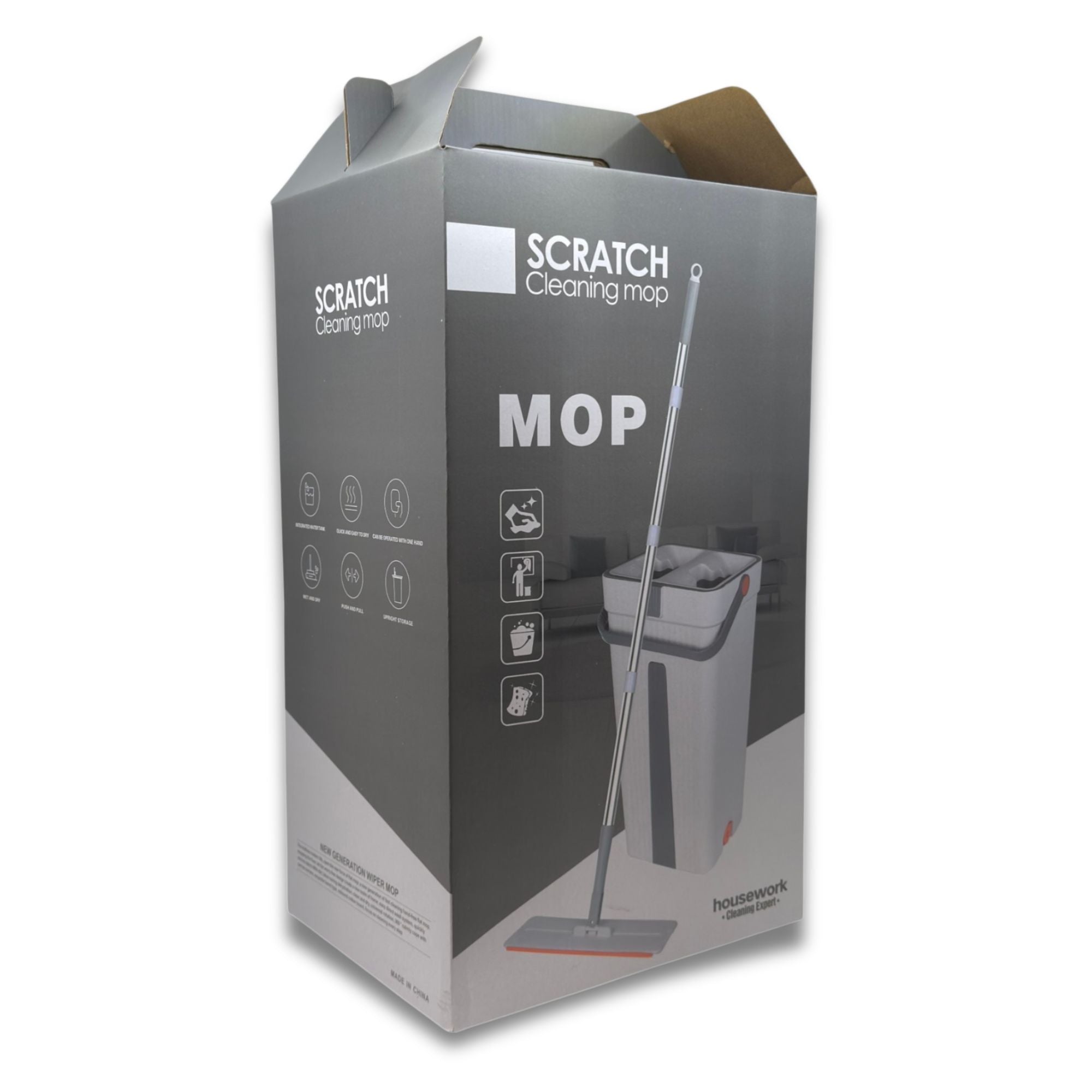 Scratch - Dual-Chamber Mop & Bucket System with 3 Washable Microfibre