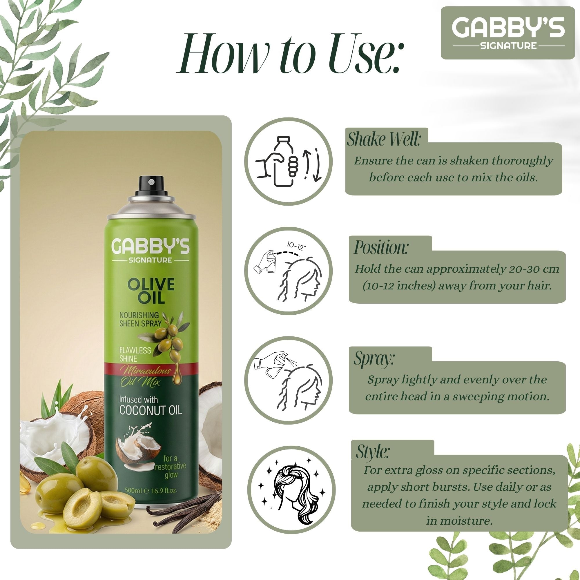 Gabby's Signature - Olive Oil Nourishing Sheen Hair Spray 500ml