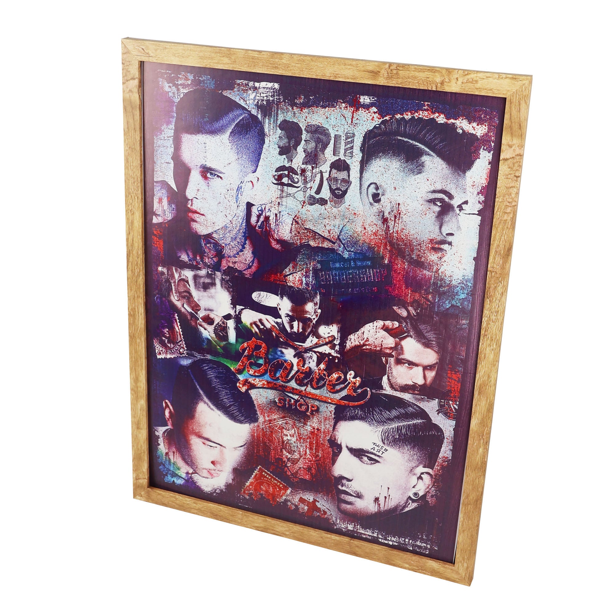 Eson - Barbershop Wall Art Classic Shave & Haircut Framed Poster