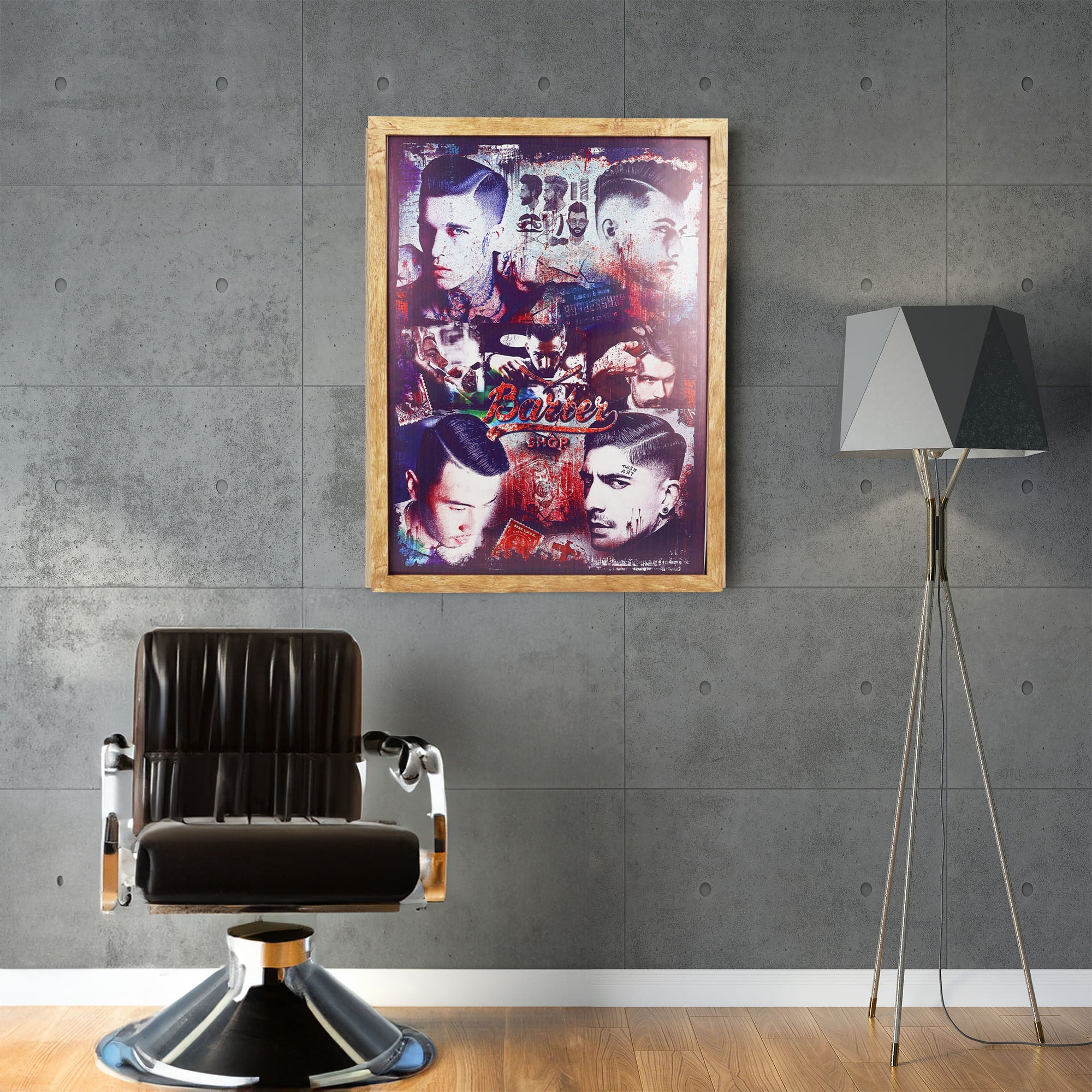 Eson - Barbershop Wall Art Classic Shave & Haircut Framed Poster