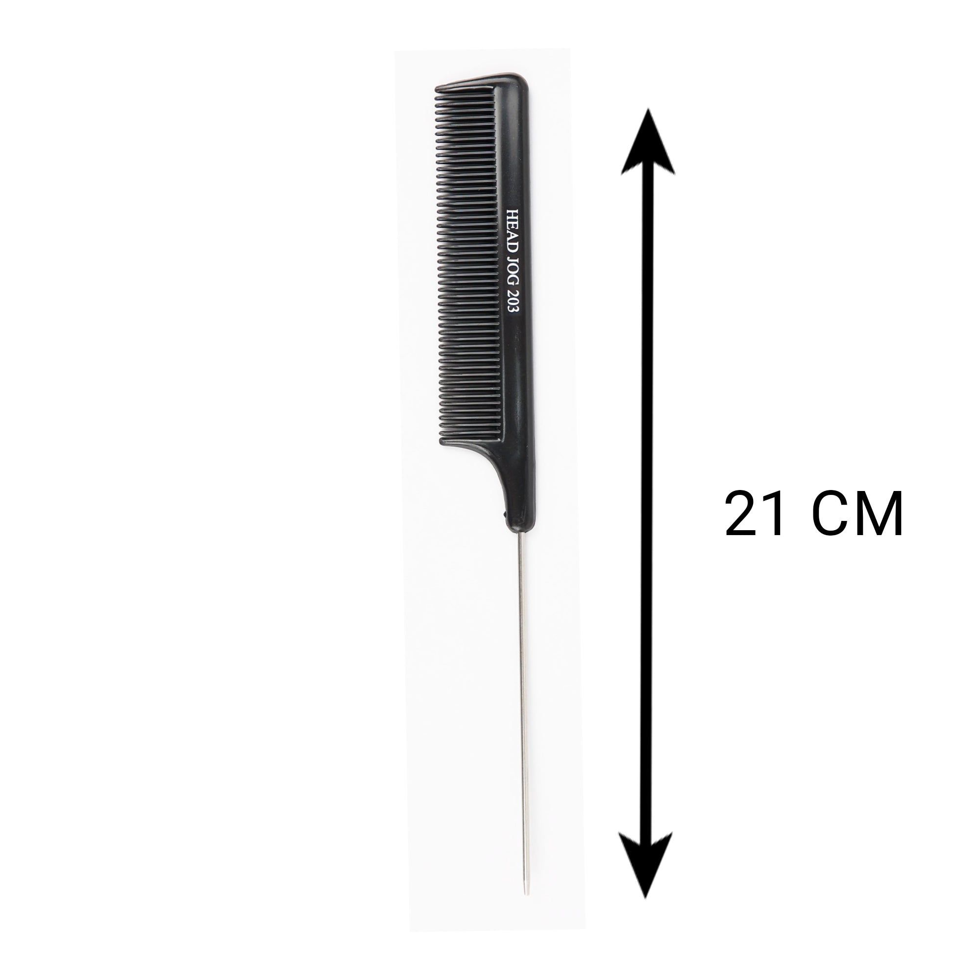 Head Jog - 203 Pin Tail Comb Black 21cm