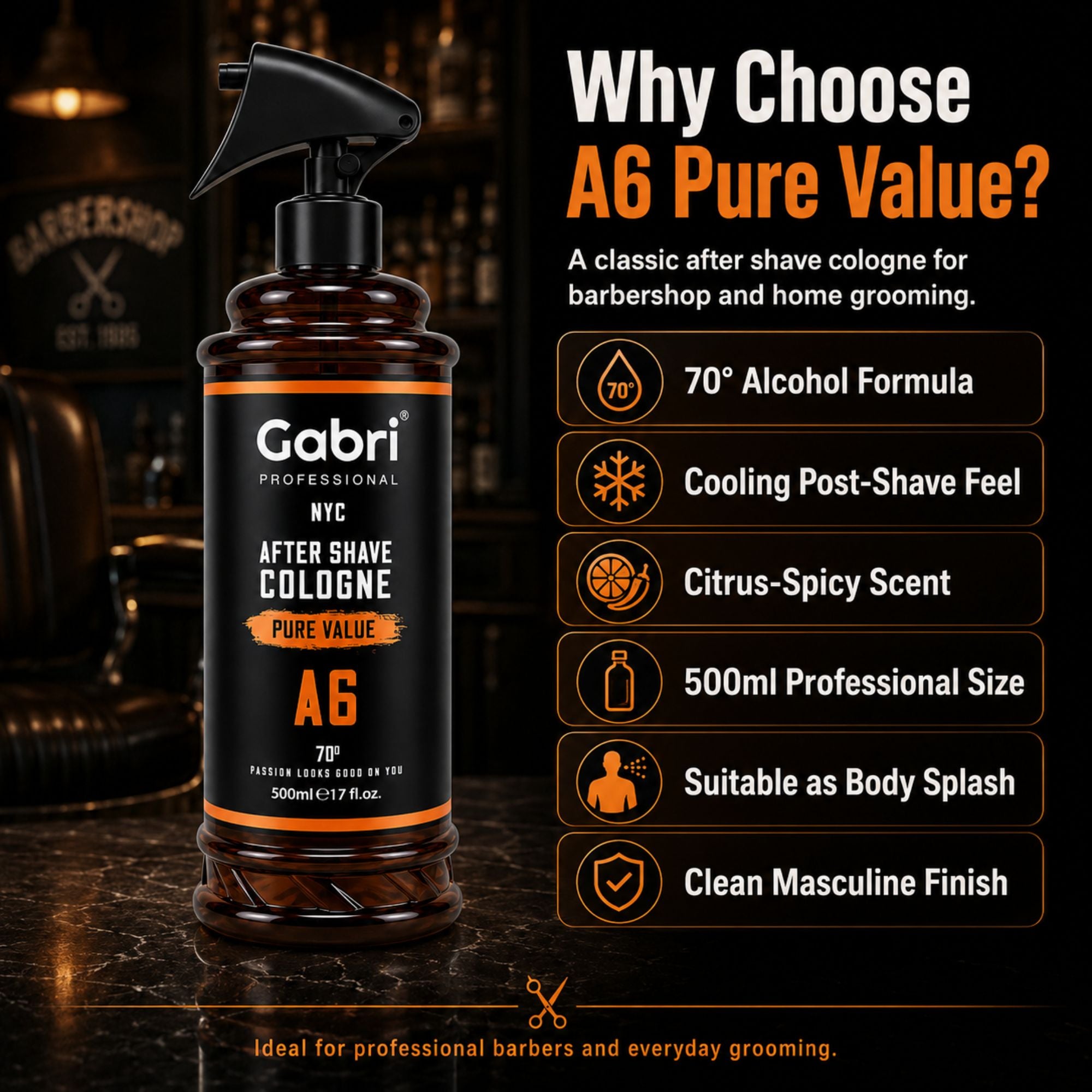 Gabri Professional - A6 After Shave Cologne Pure Value 500ml